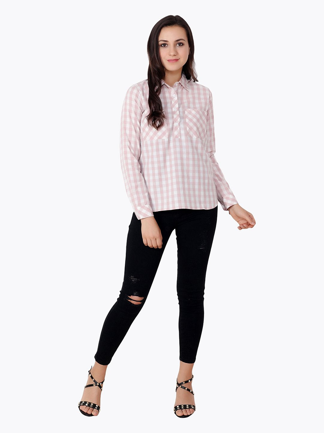 Beige Checkered Top