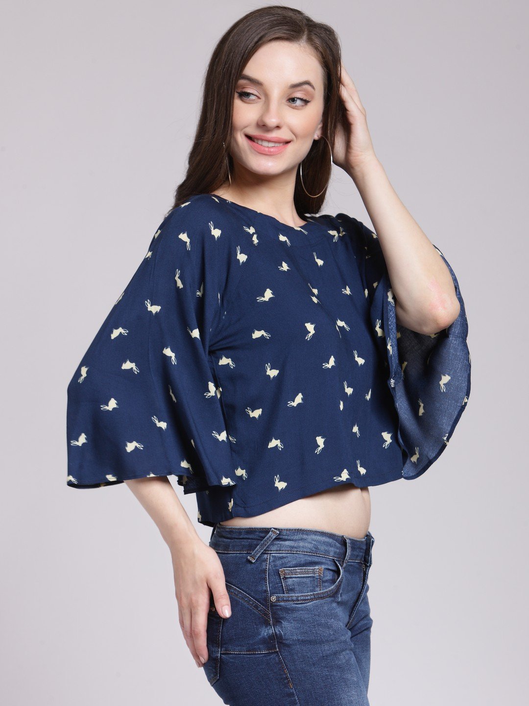 Navy Printed Top