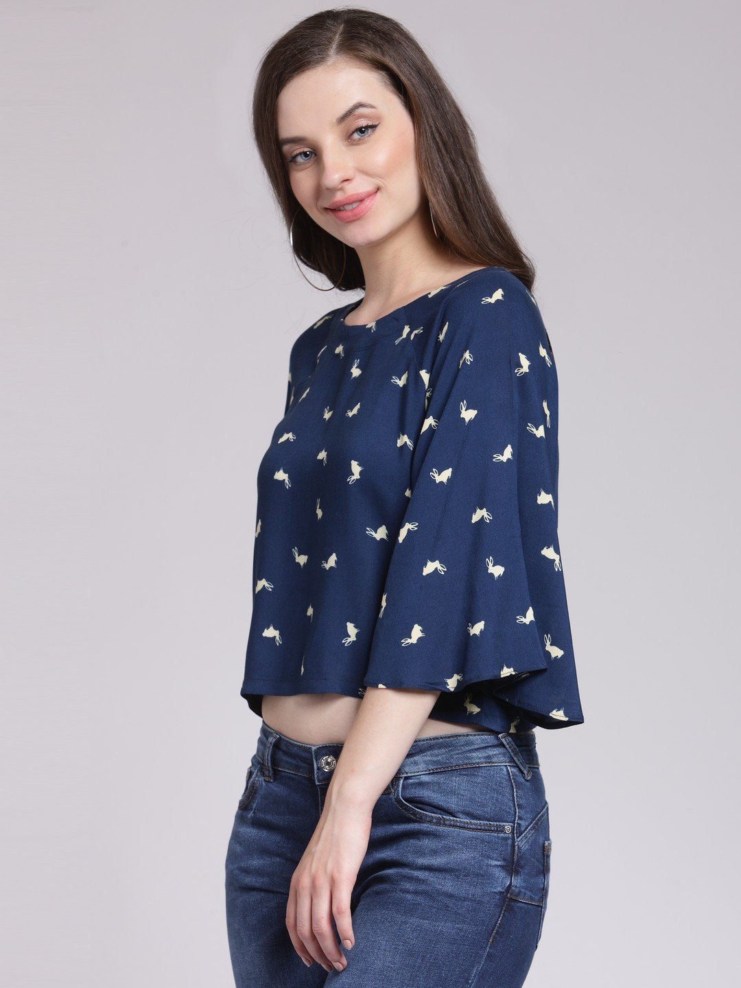 Navy Printed Top