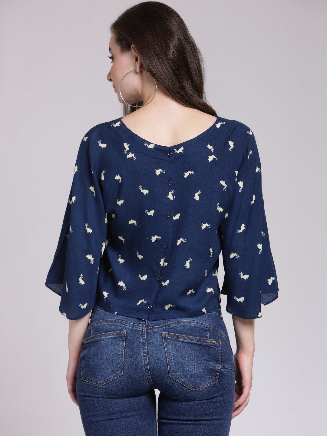 Navy Printed Top