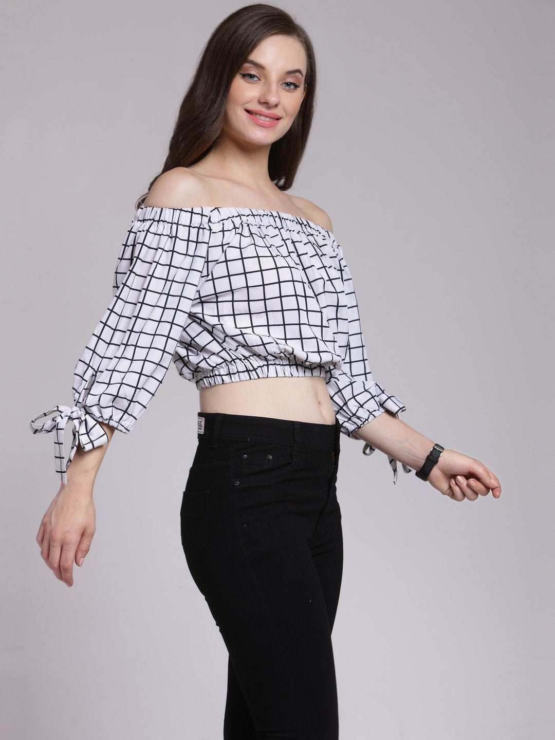 White Checkered Top