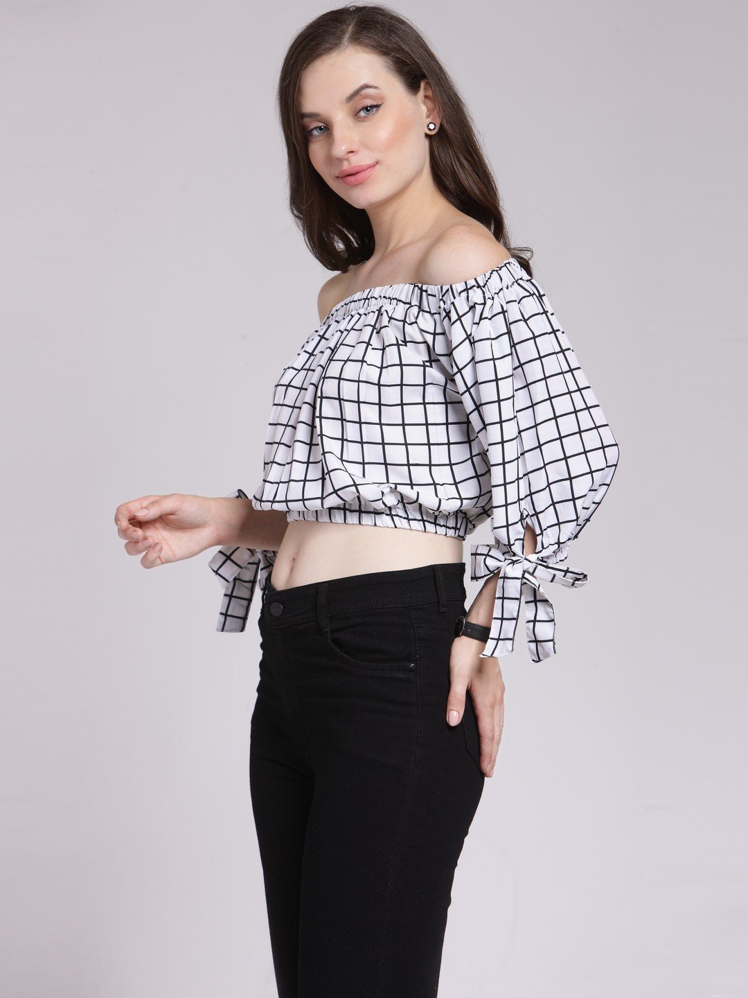 White Checkered Top