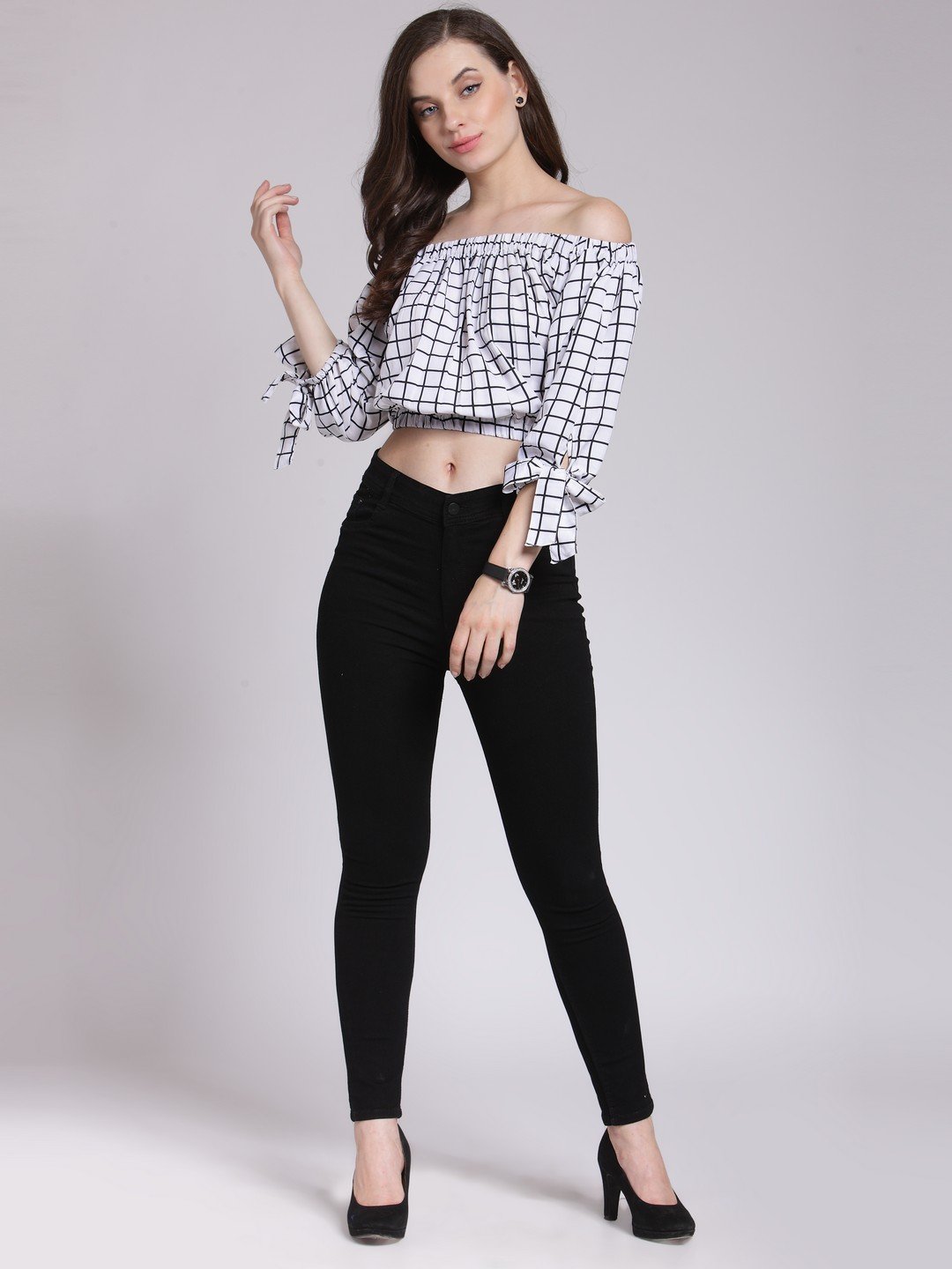 White Checkered Top