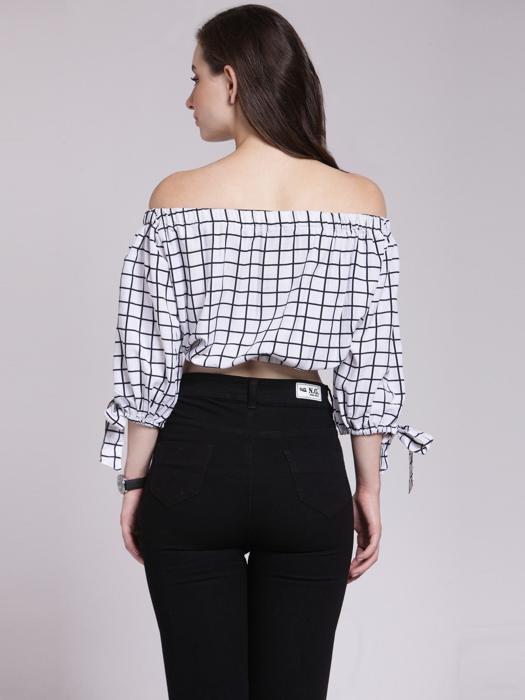 White Checkered Top