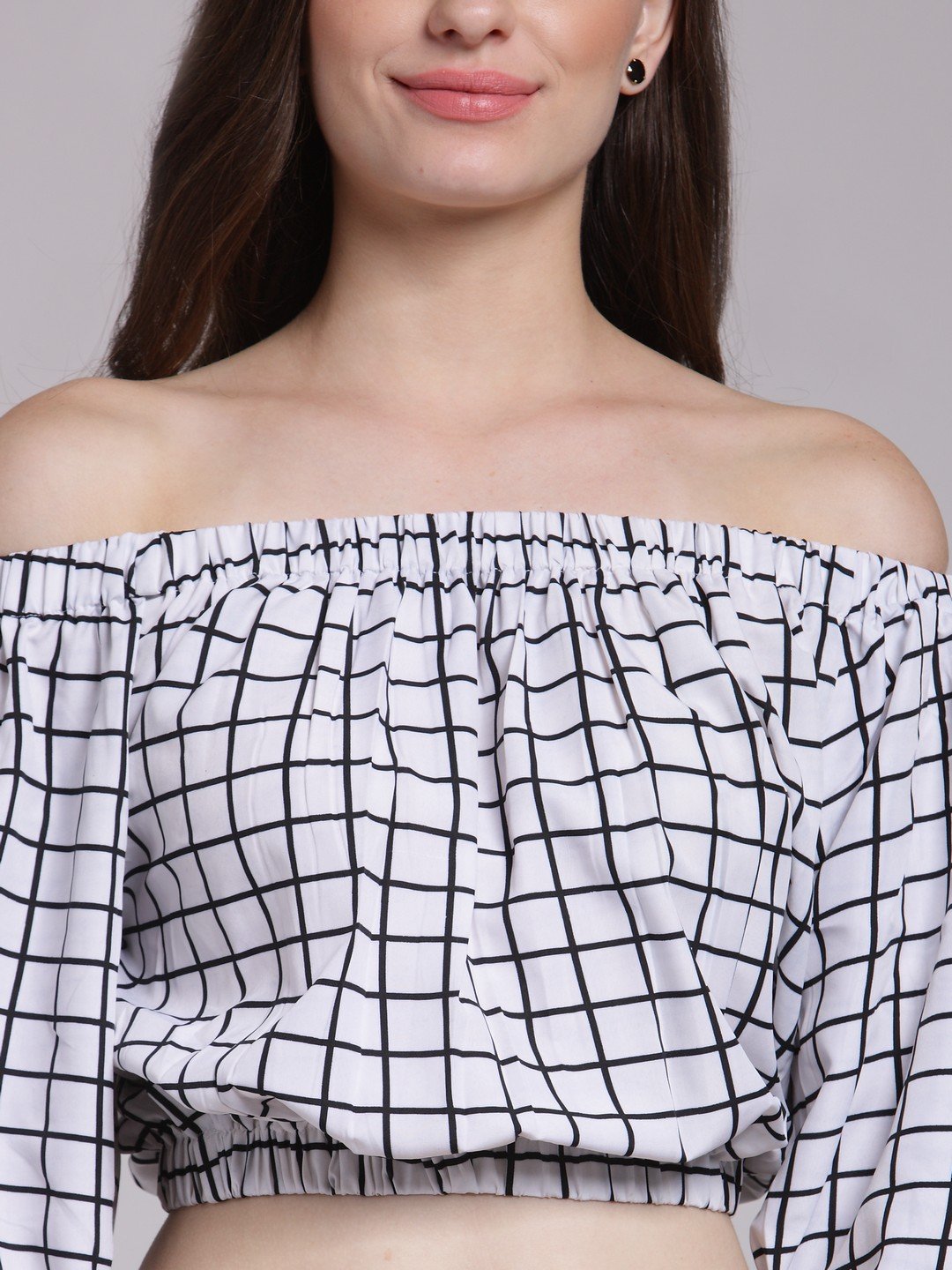 White Checkered Top
