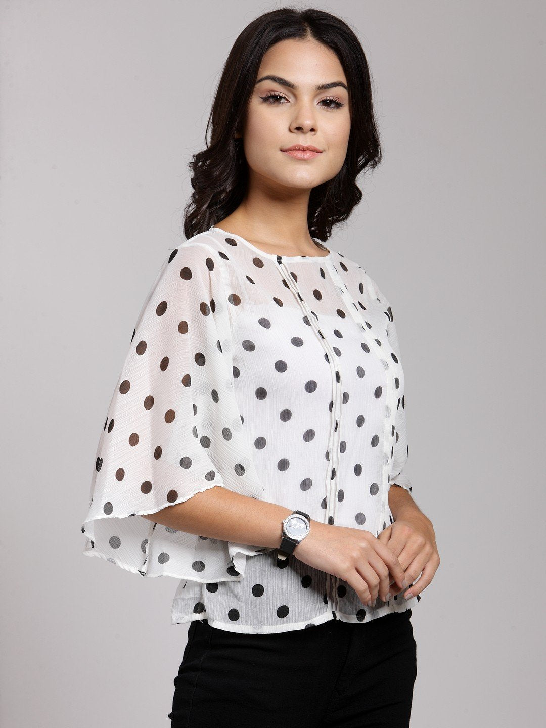 White Polka Dot Top
