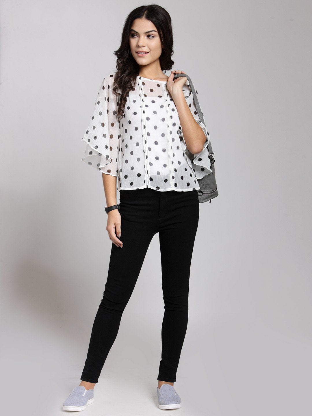 White Polka Dot Top
