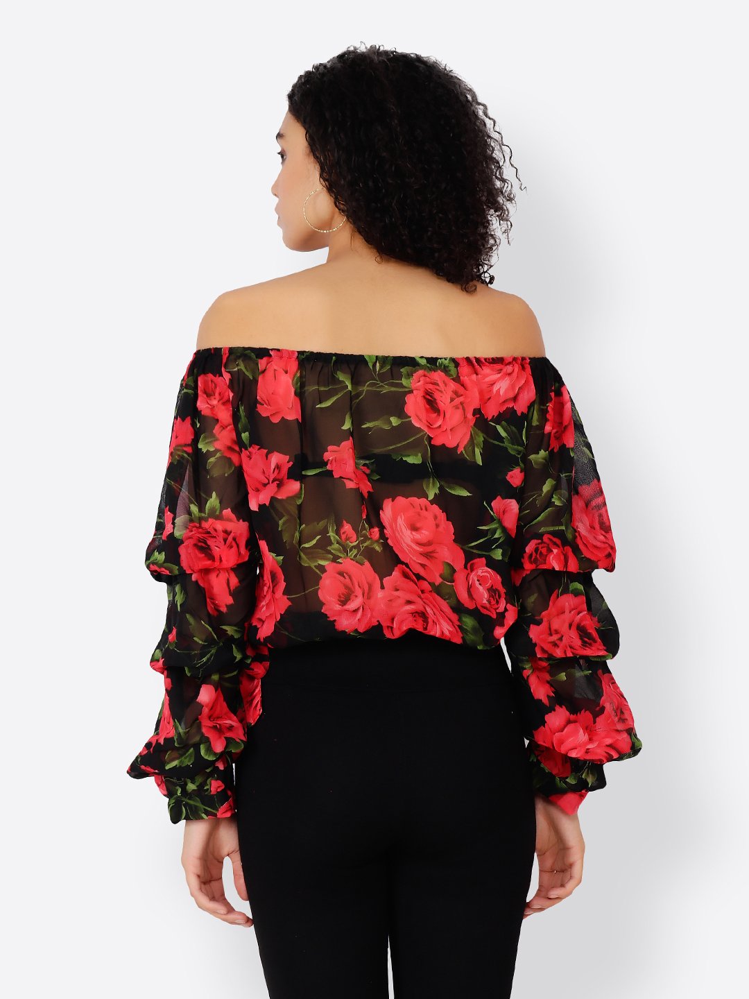 Cation Black Printed Top