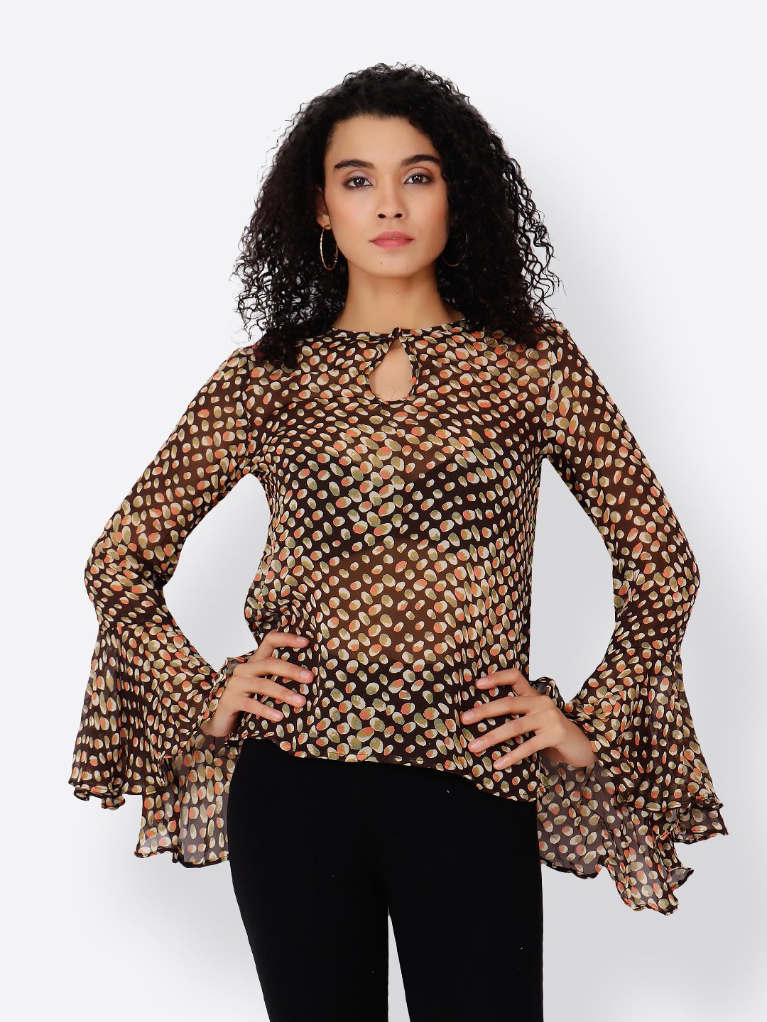 Cation Brown Printed Top