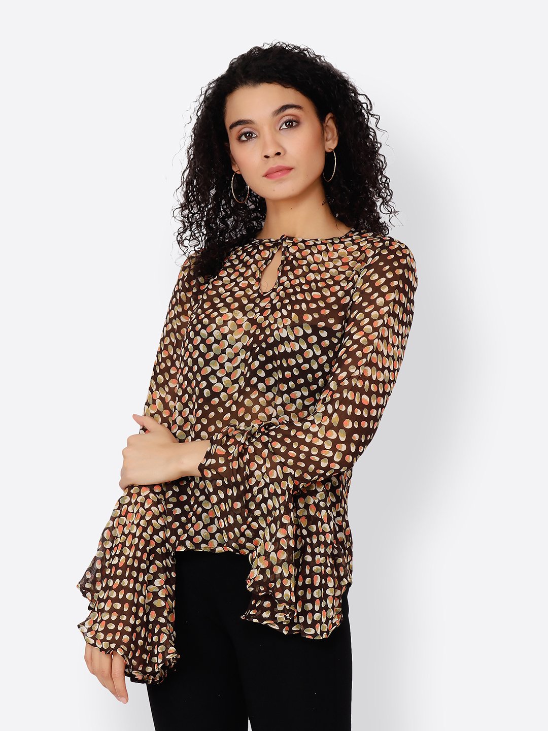 Cation Brown Printed Top