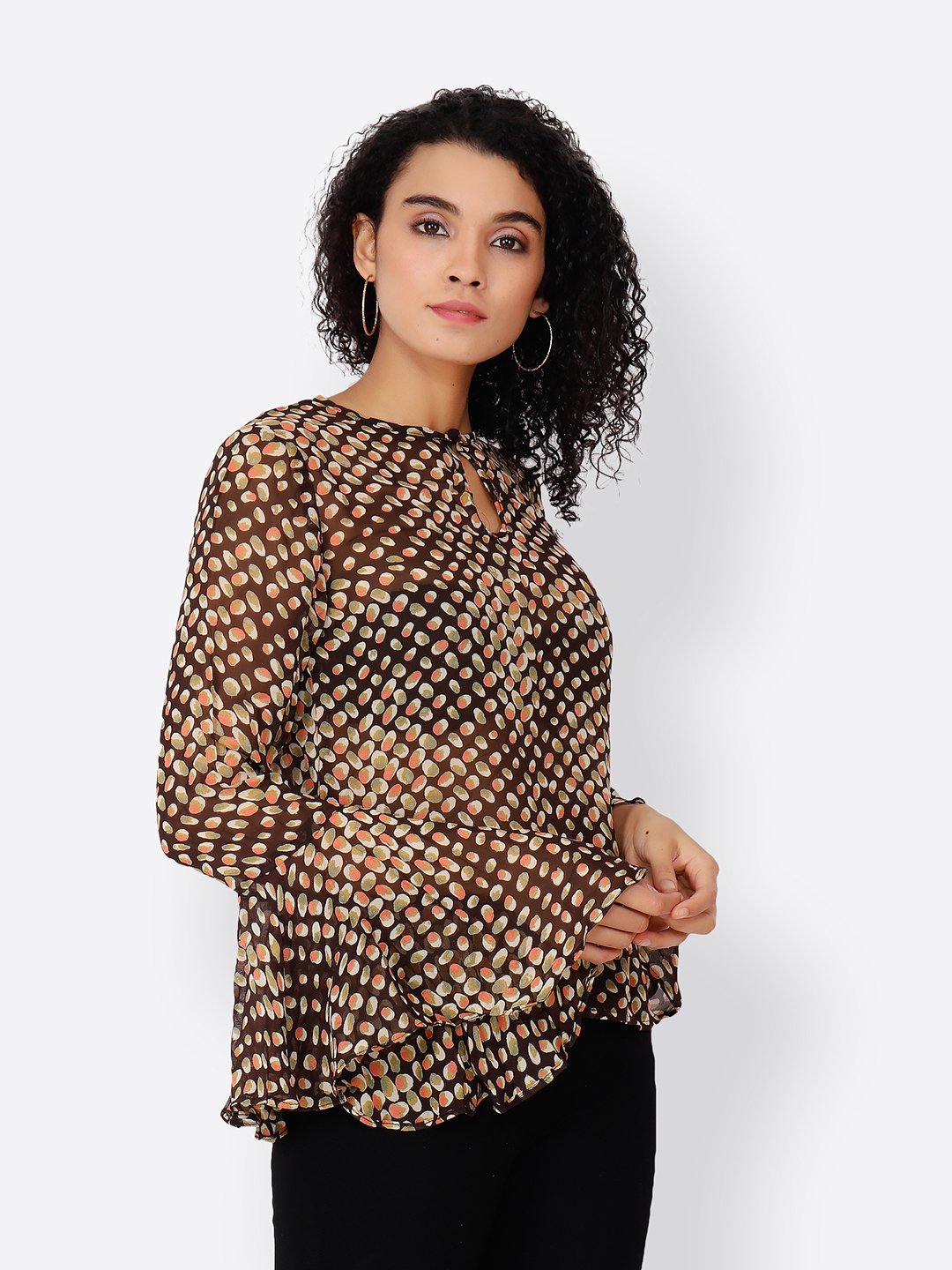Cation Brown Printed Top