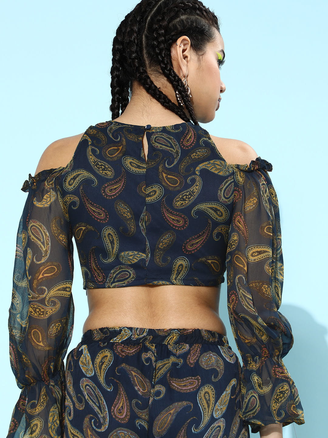 SCORPIUS Croptop and Pants Blue Printed coord set