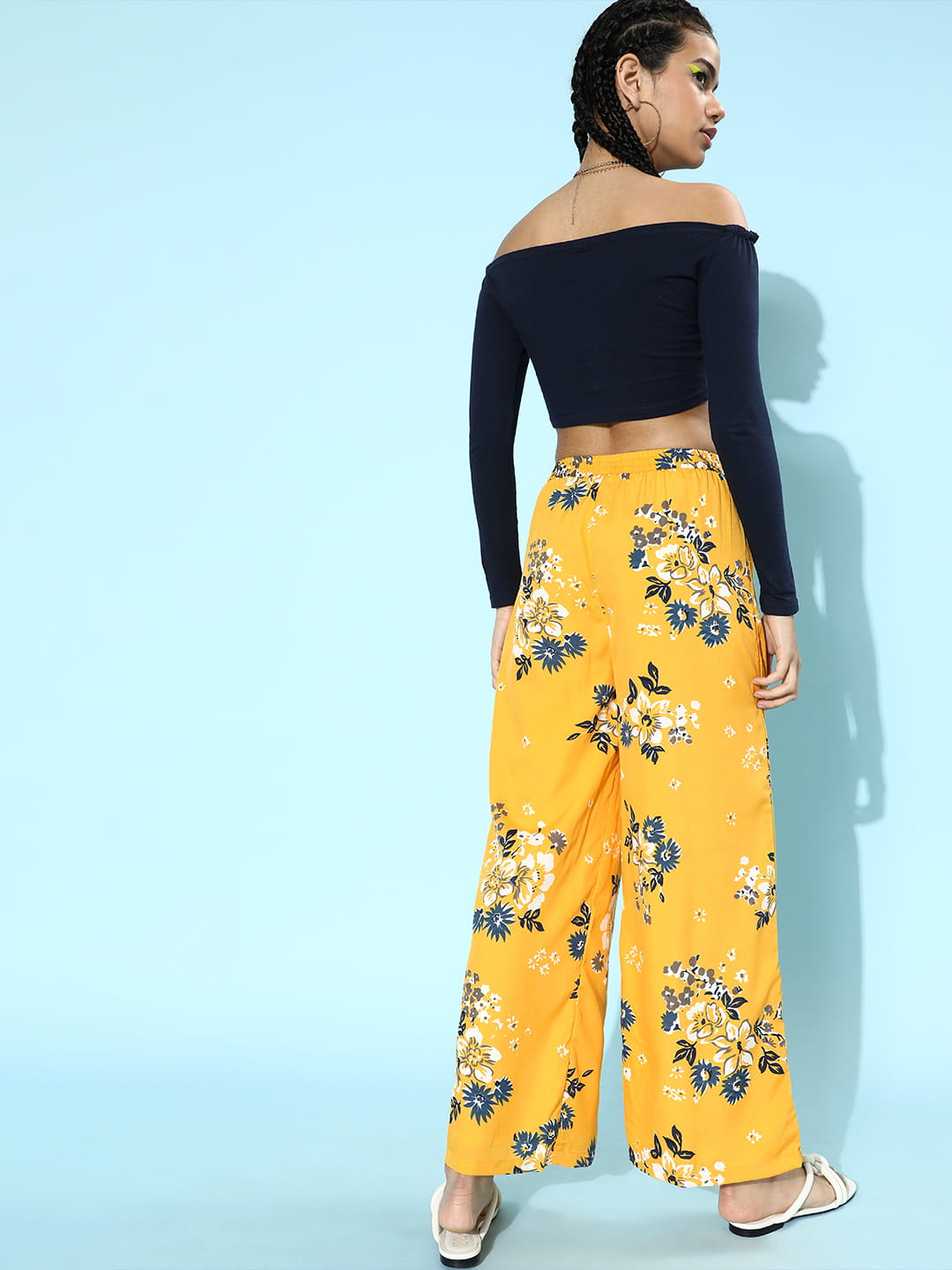SCORPIUS Yellow Printed pants with Croptop