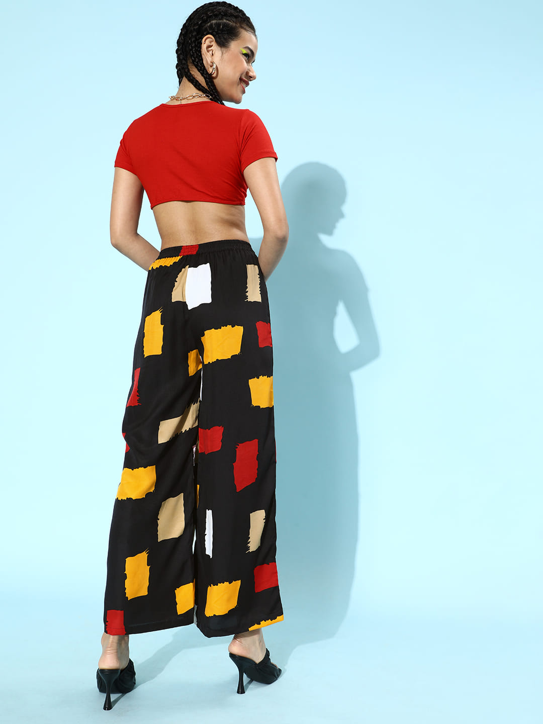 SCORPIUS Black Printed pants with Croptop