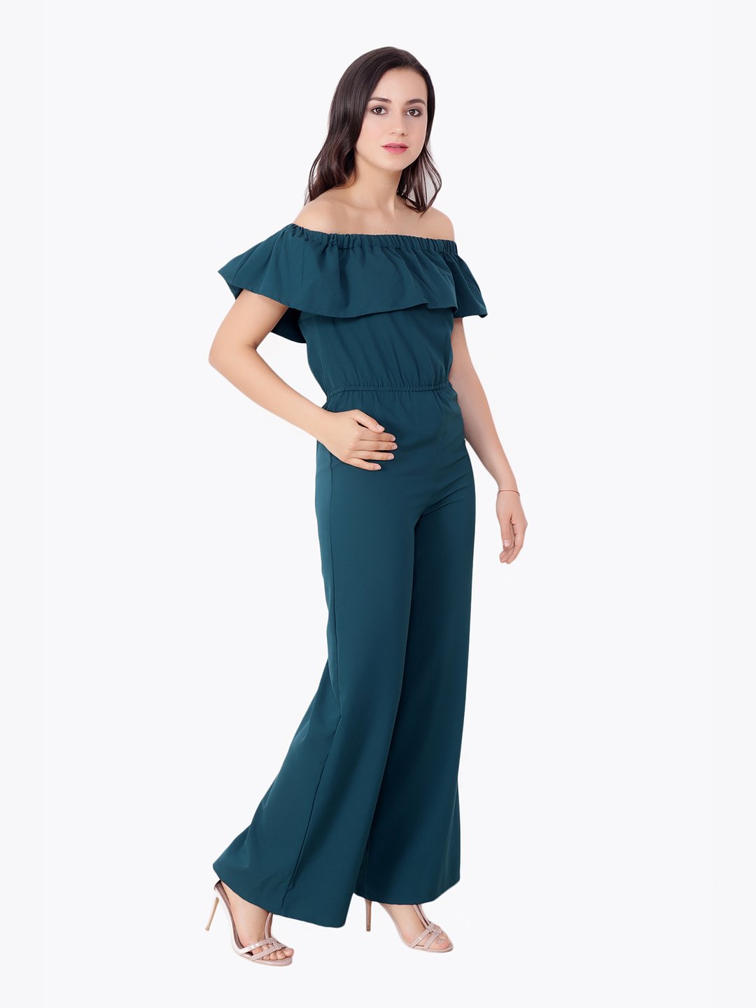 Green Solid Jumpsuit