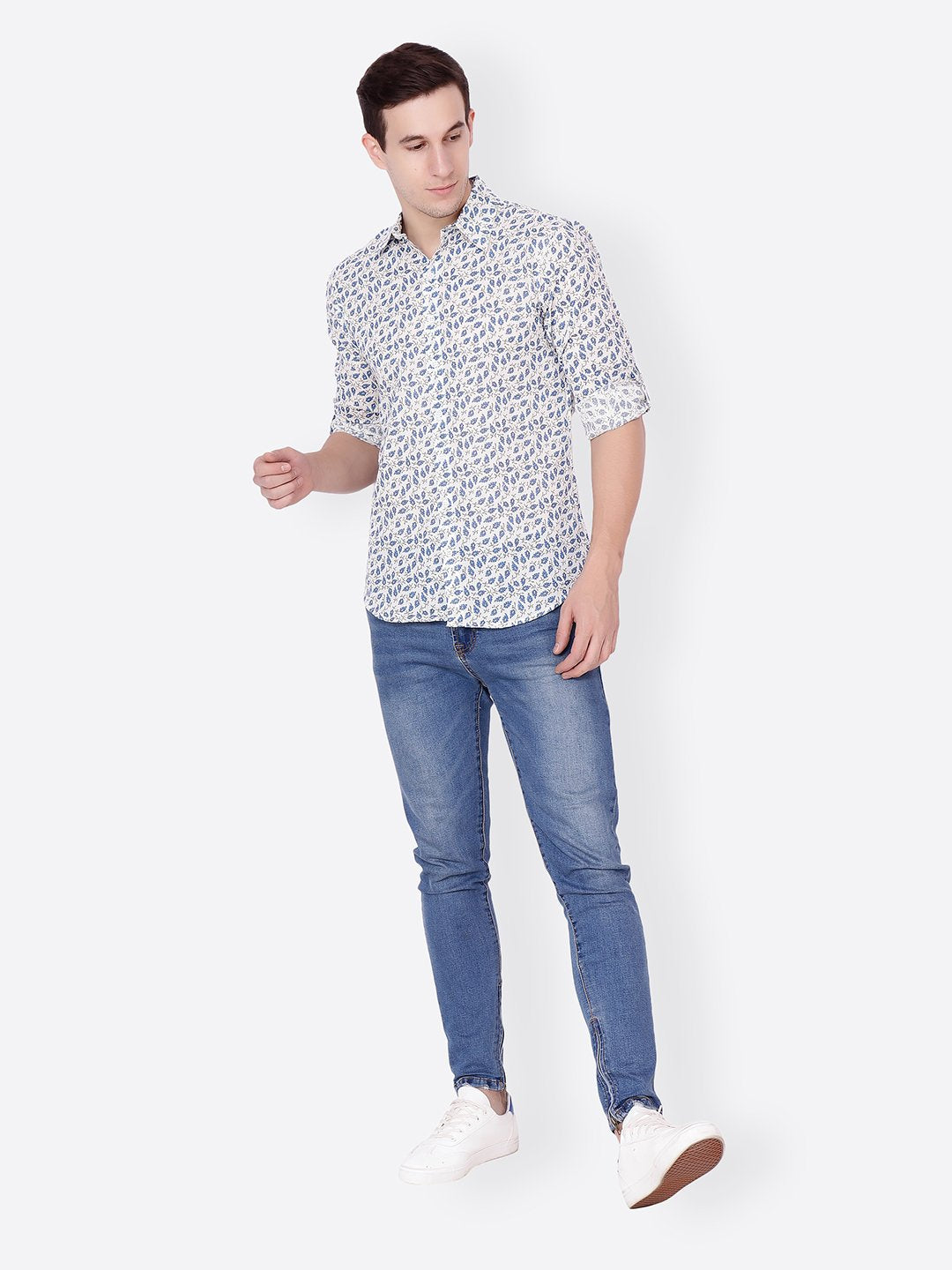 Cation Men White Printed Shirt