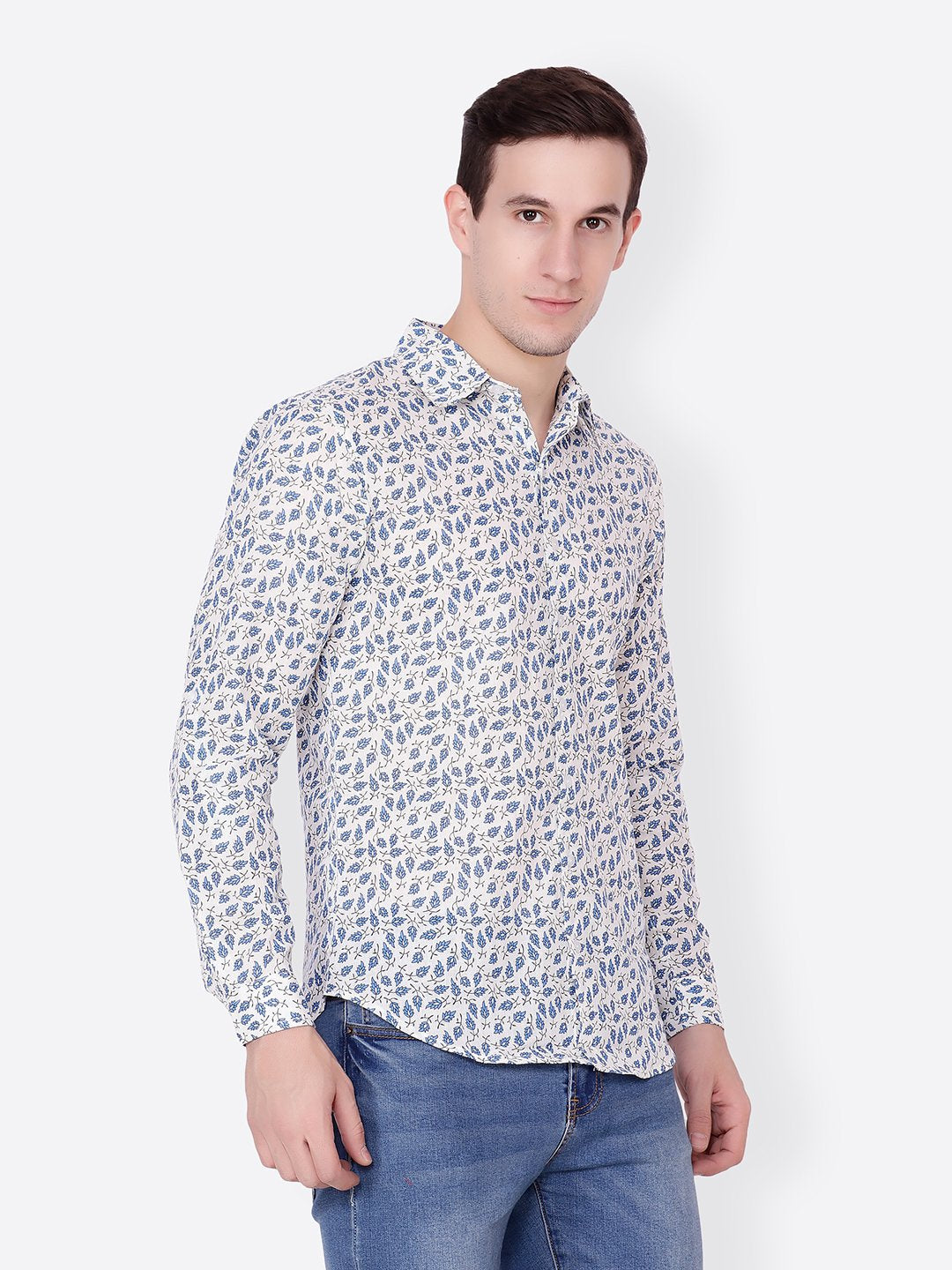 Cation Men White Printed Shirt