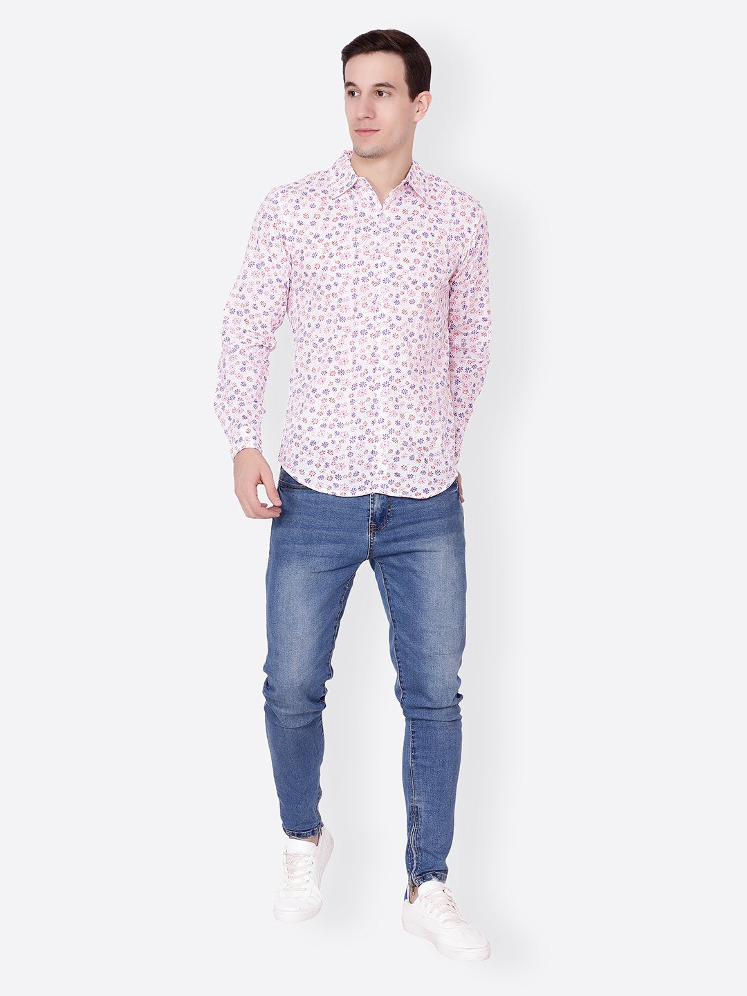 Cation Men White Printed Shirt