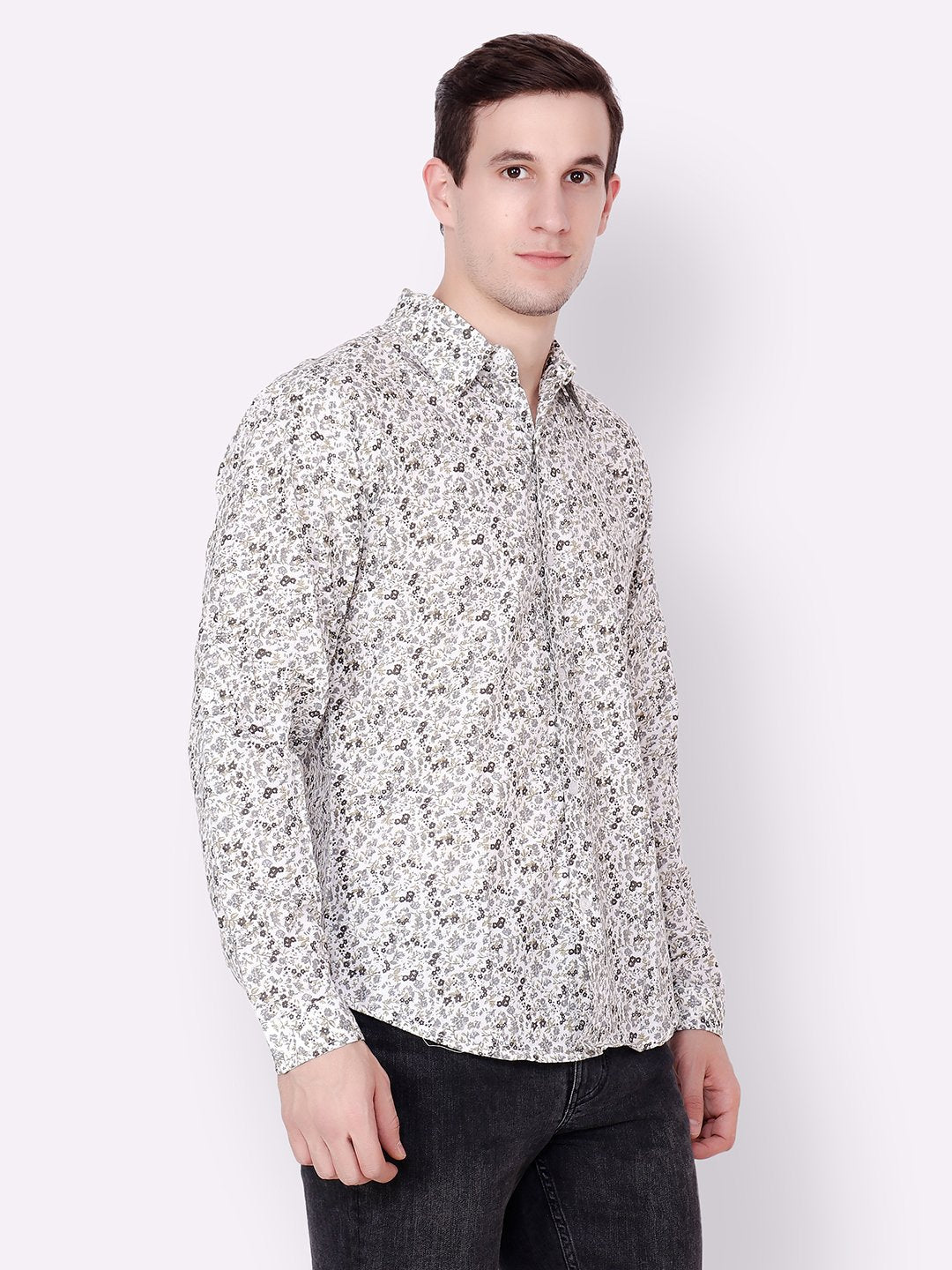 Cation Men White Printed Shirt