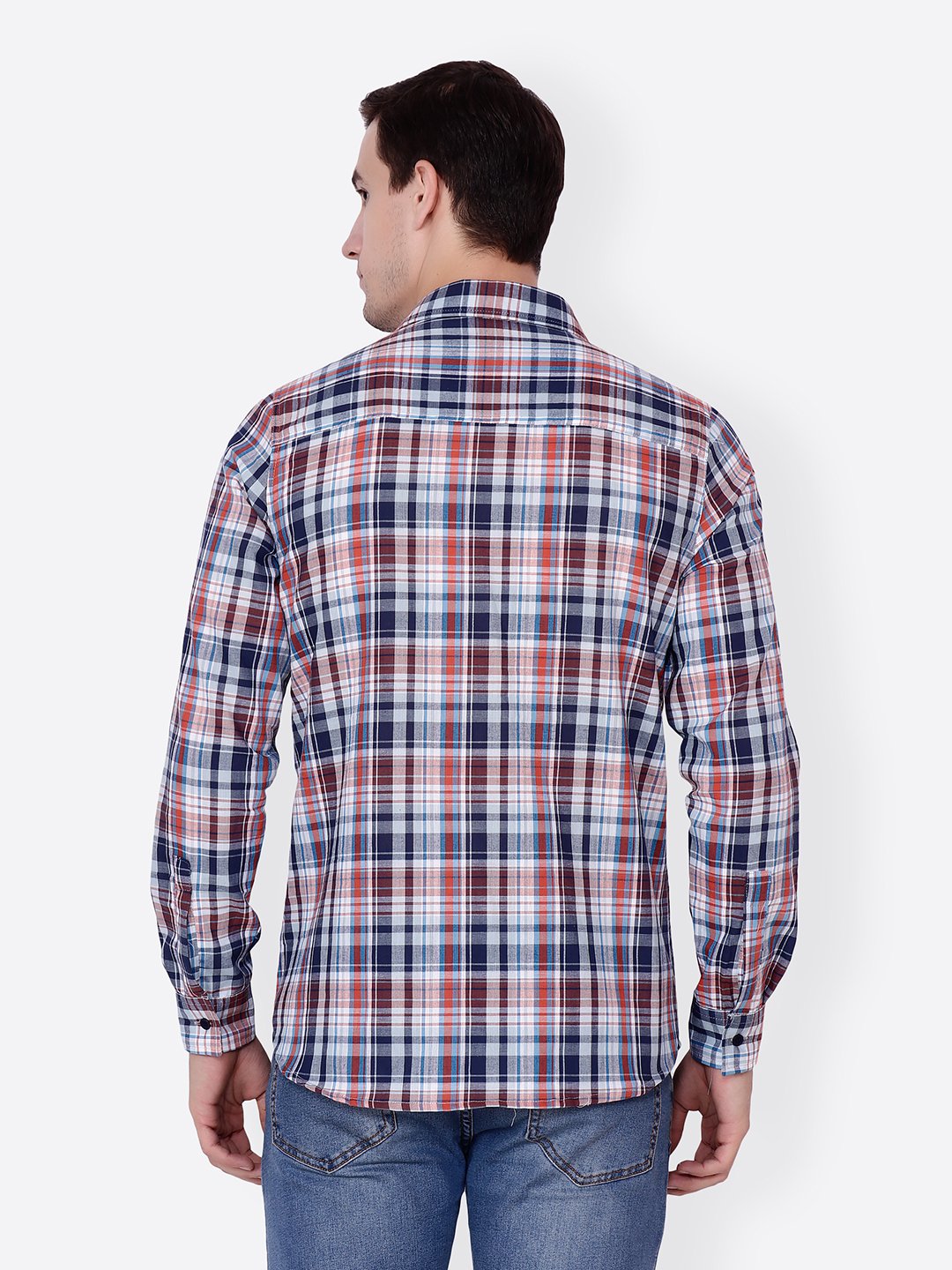 Cation Men Blue Checkered Shirt