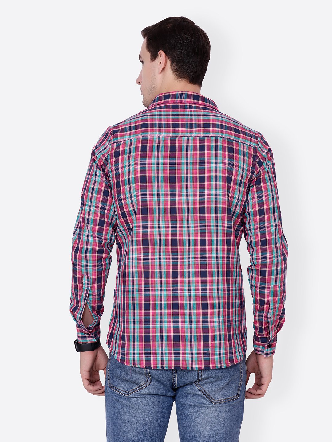 Cation Men Blue Checkered Shirt