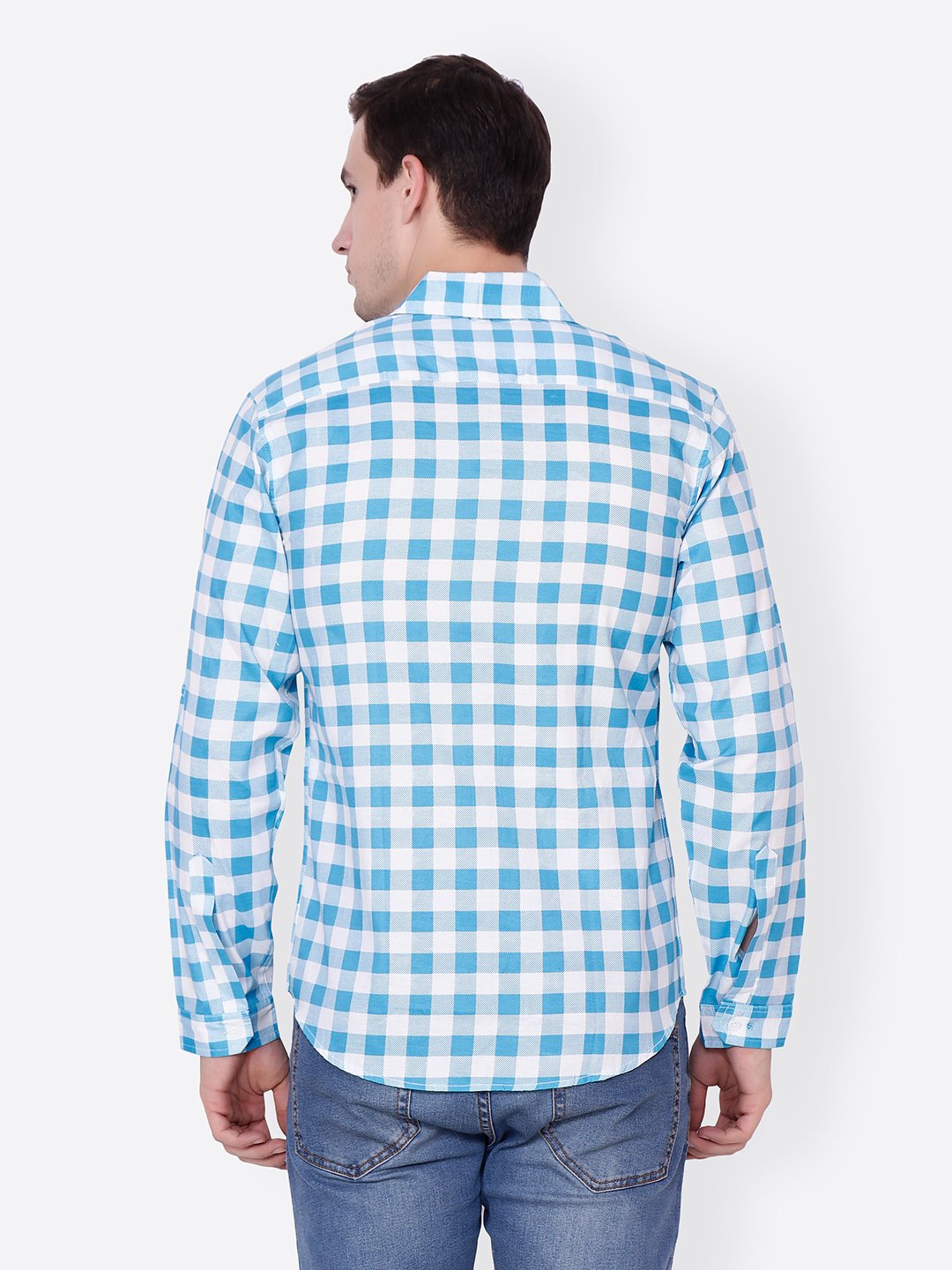 Cation Men Blue Checkered Shirt