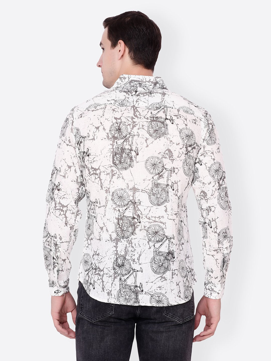 Cation Men White Printed Shirt