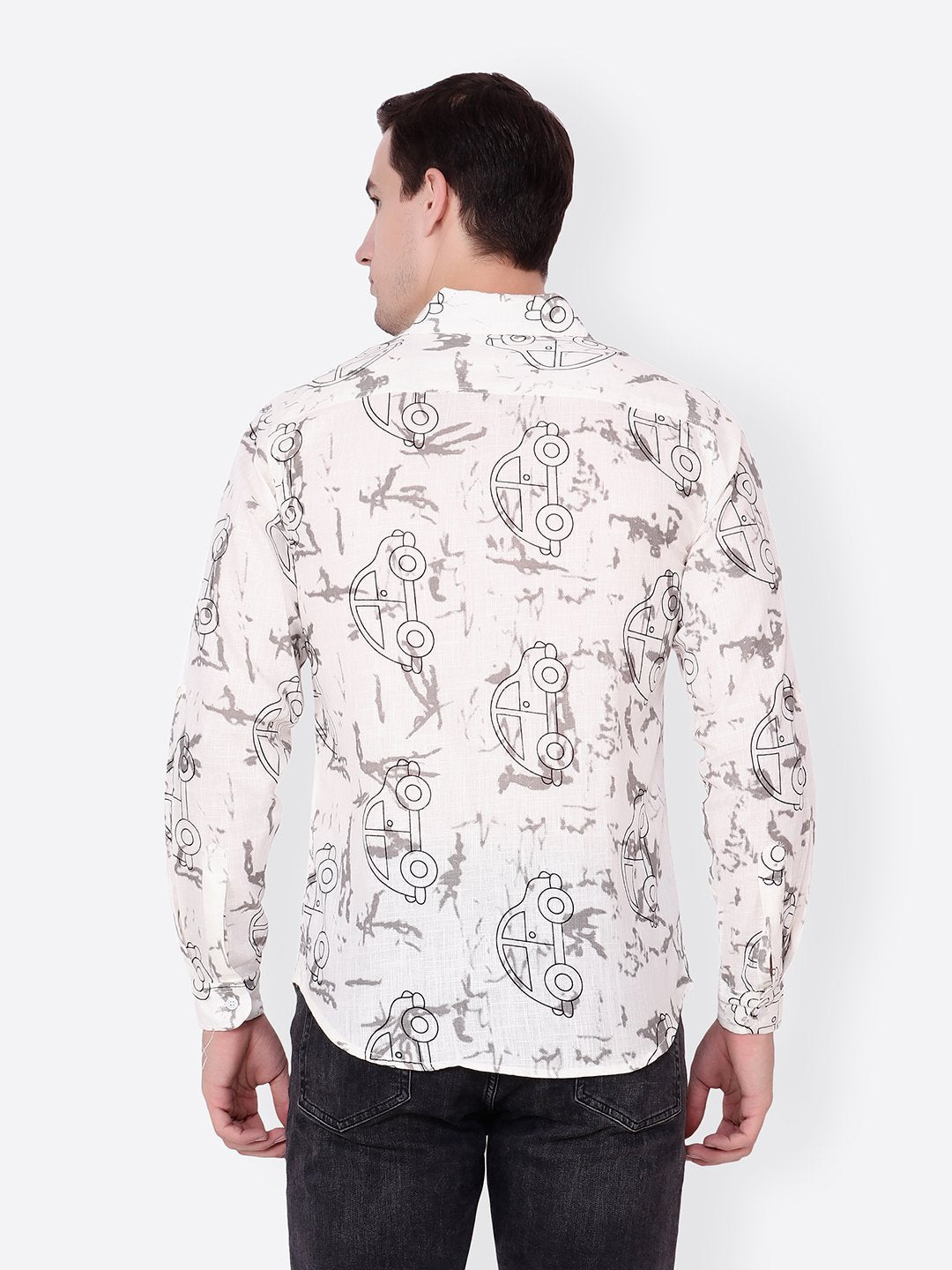 Cation Men White Printed Shirt