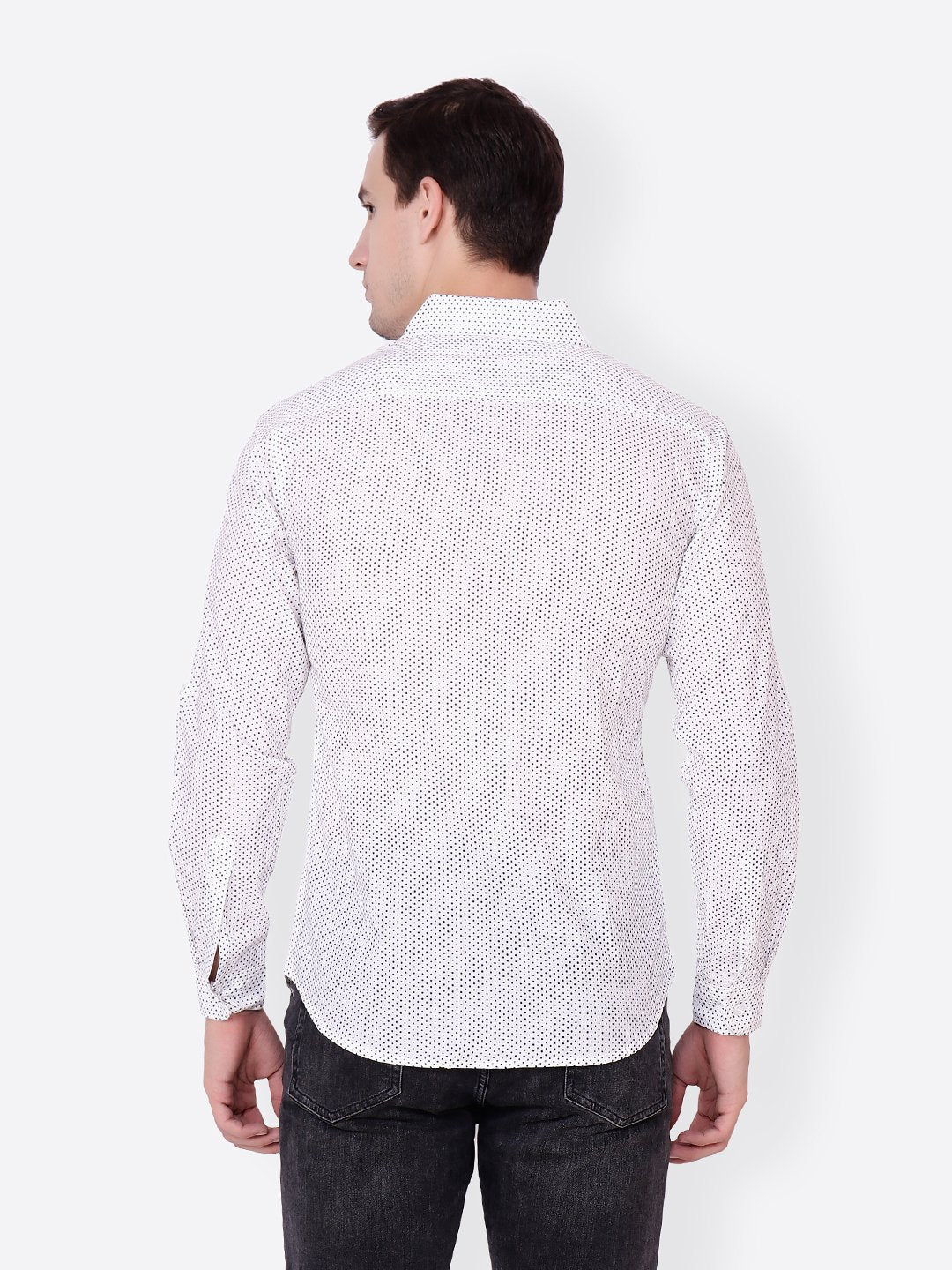 Cation Men White Polka dot Shirt
