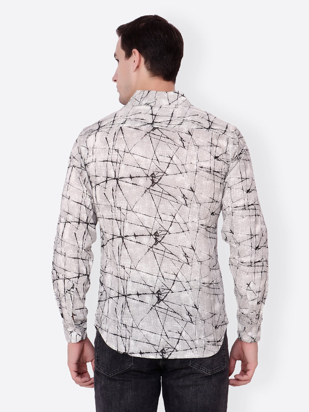 Cation Men White Printed Shirt