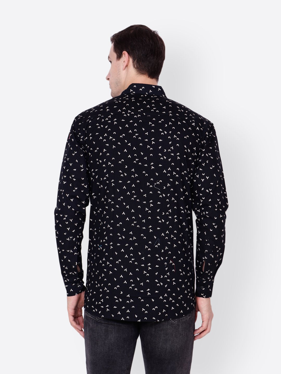 Cation Men Black Printed Shirt