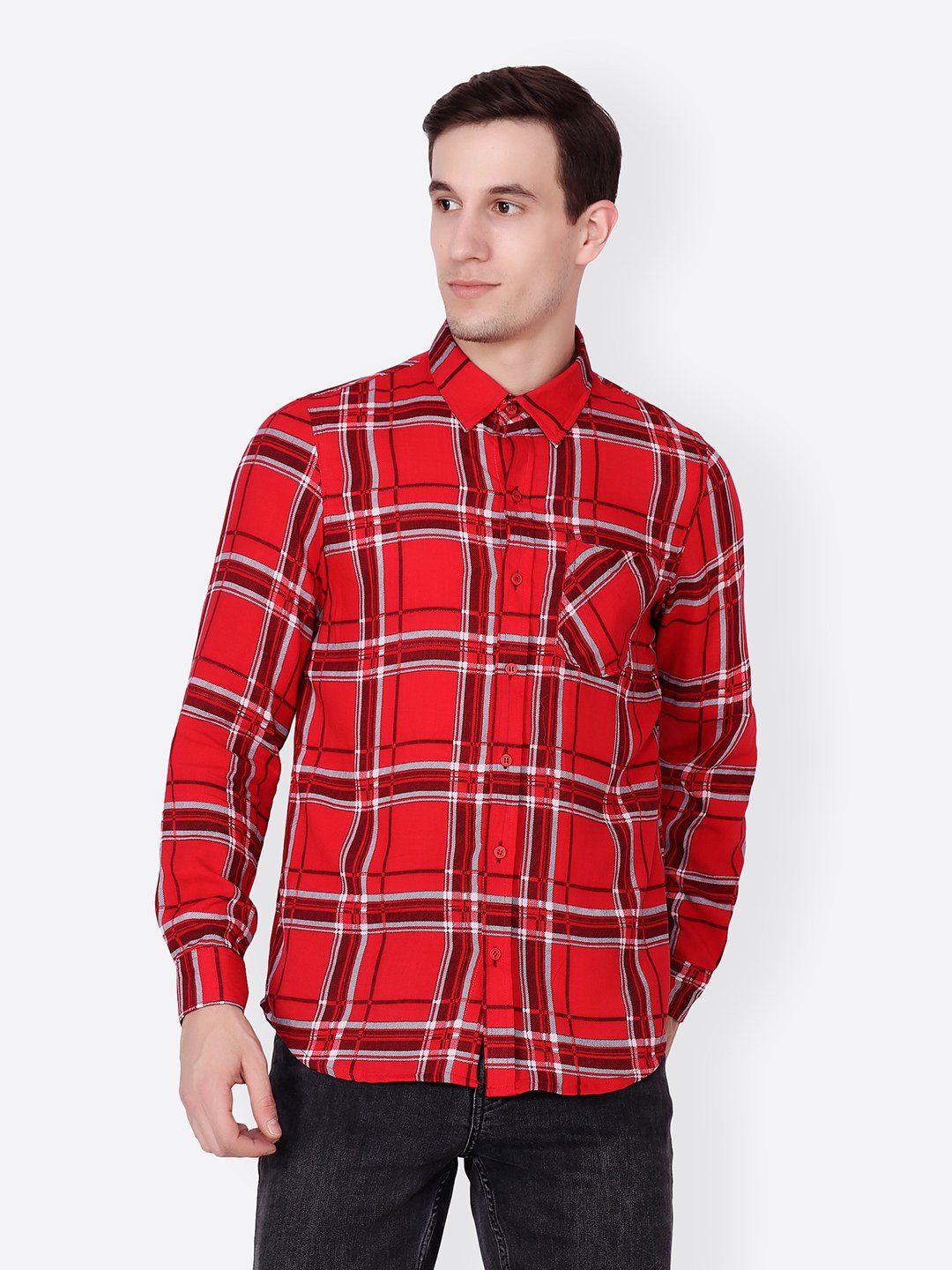 Cation Men Red Checkered Shirt