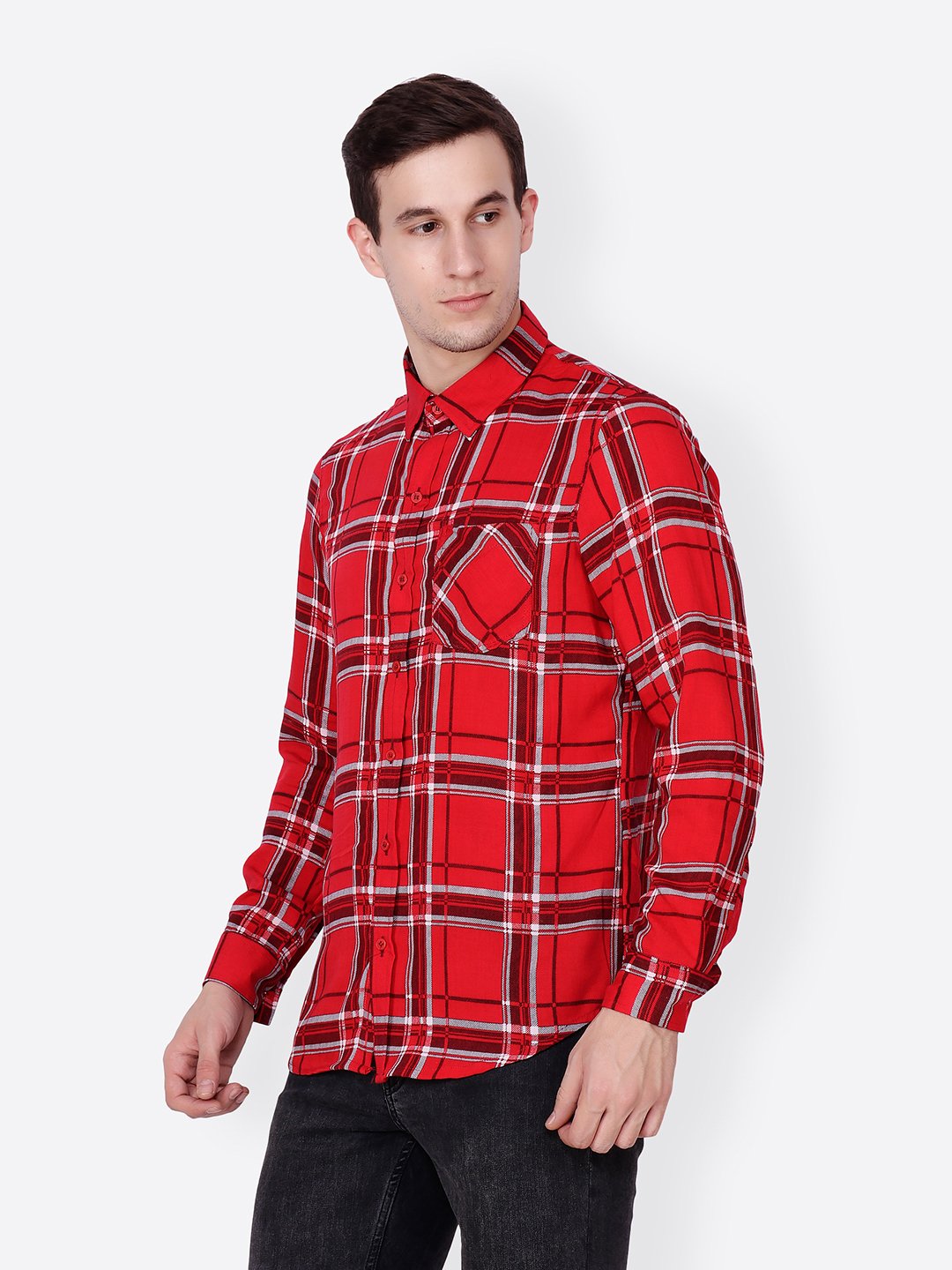 Cation Men Red Checkered Shirt