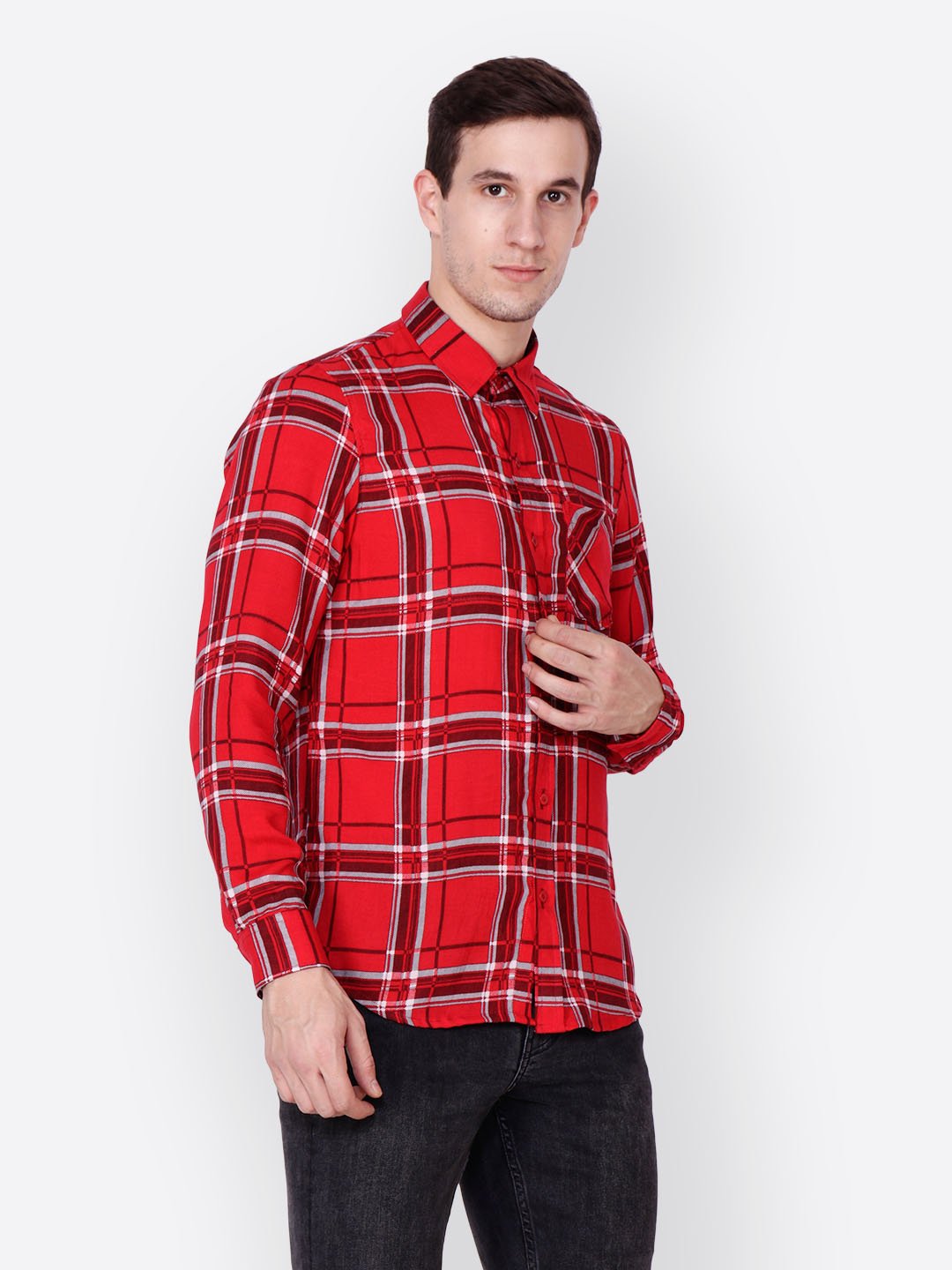 Cation Men Red Checkered Shirt