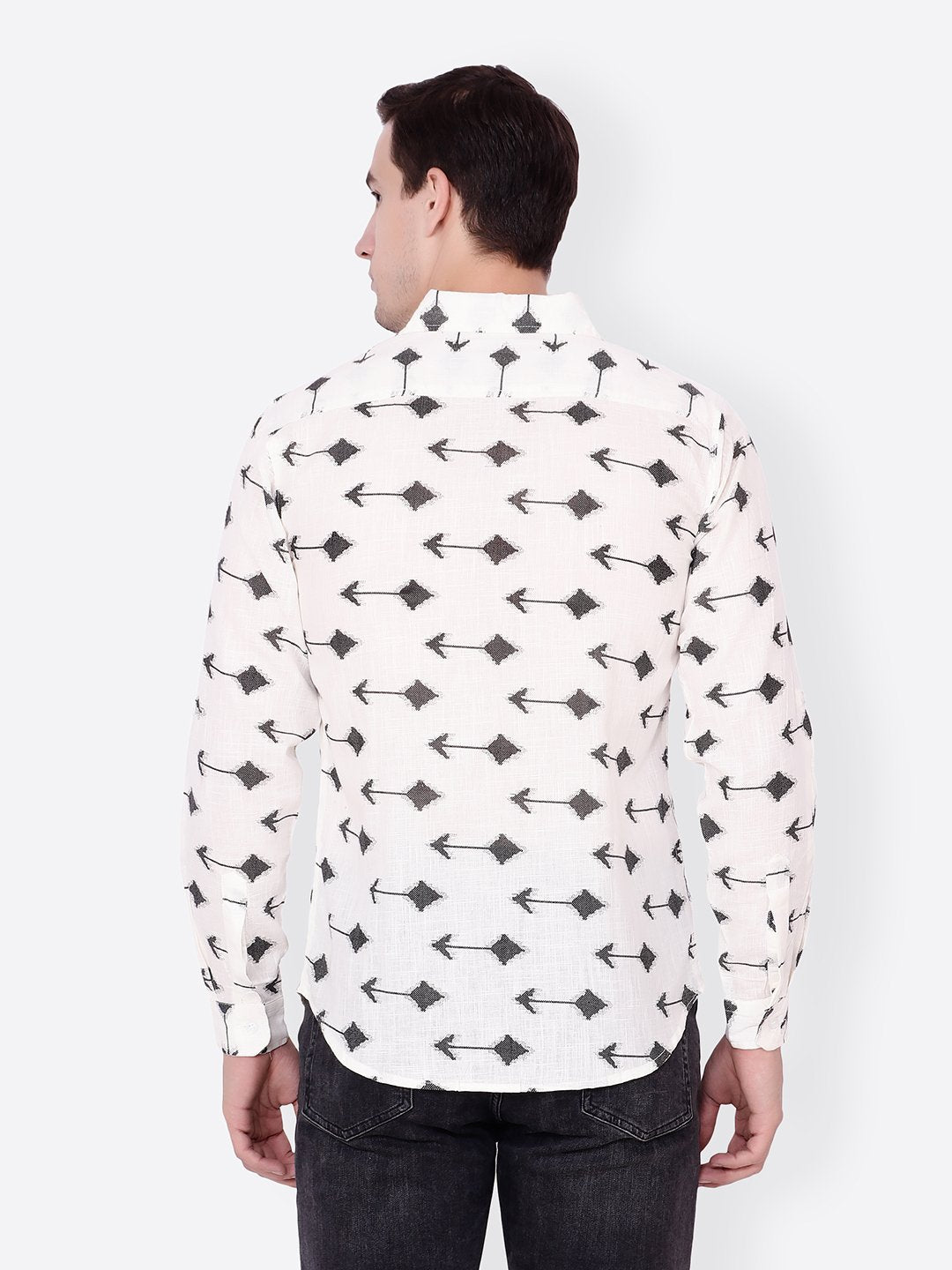 Cation Men White Printed Shirt