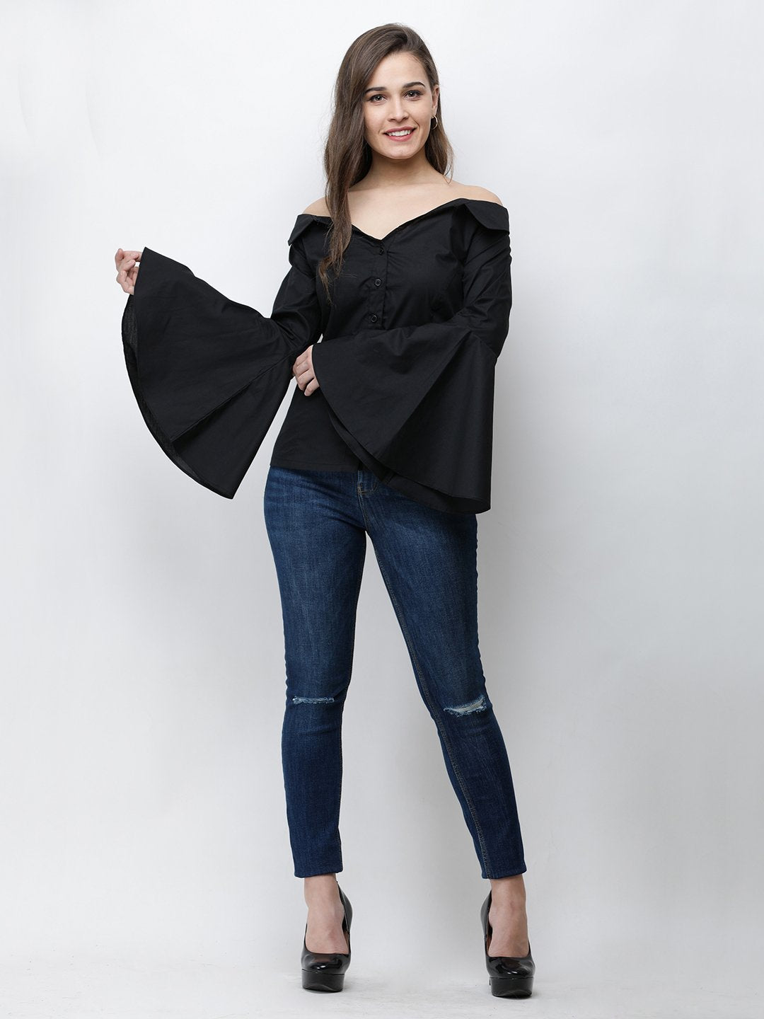Cation Black Solid Shirt