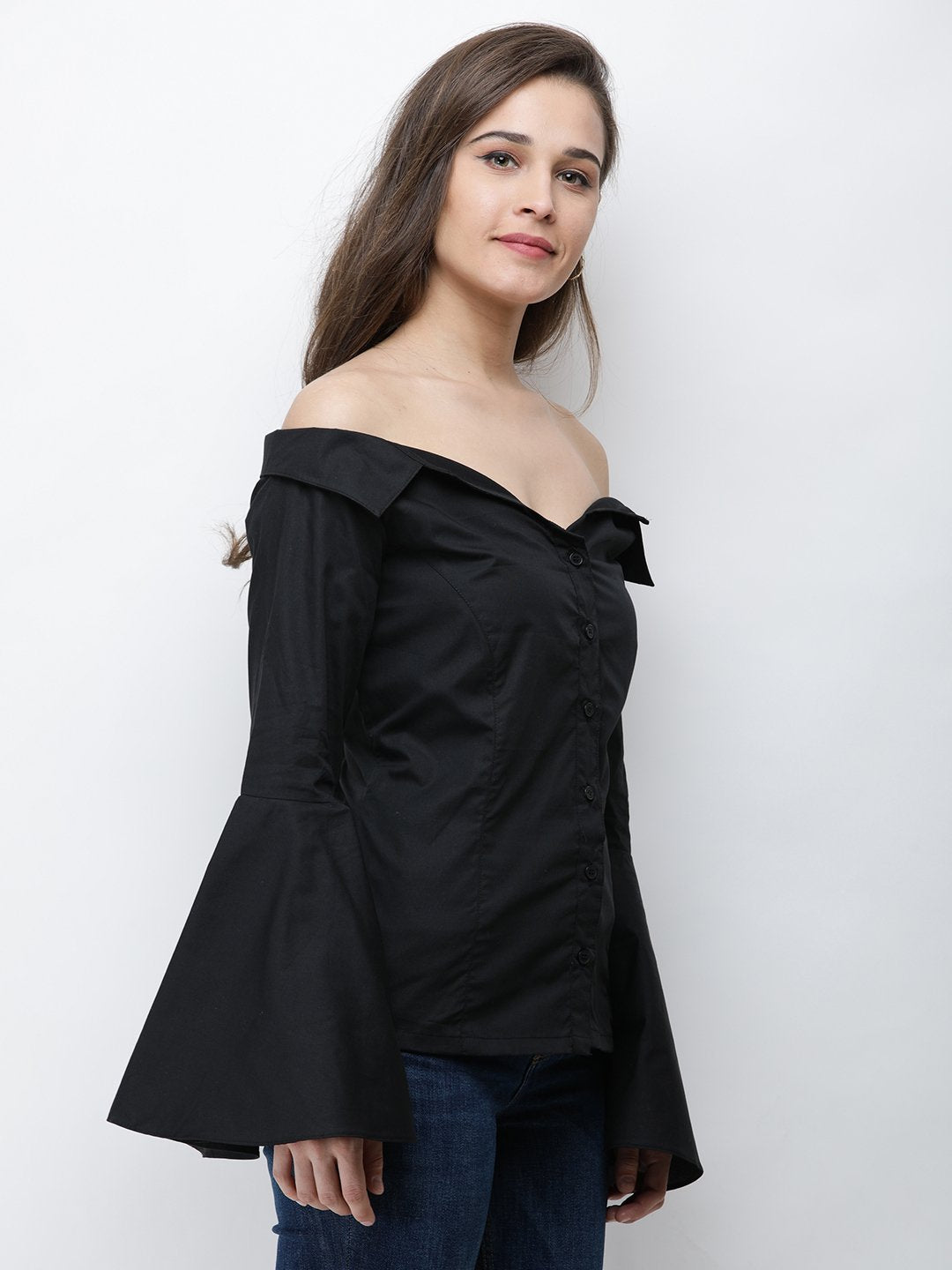 Cation Black Solid Shirt