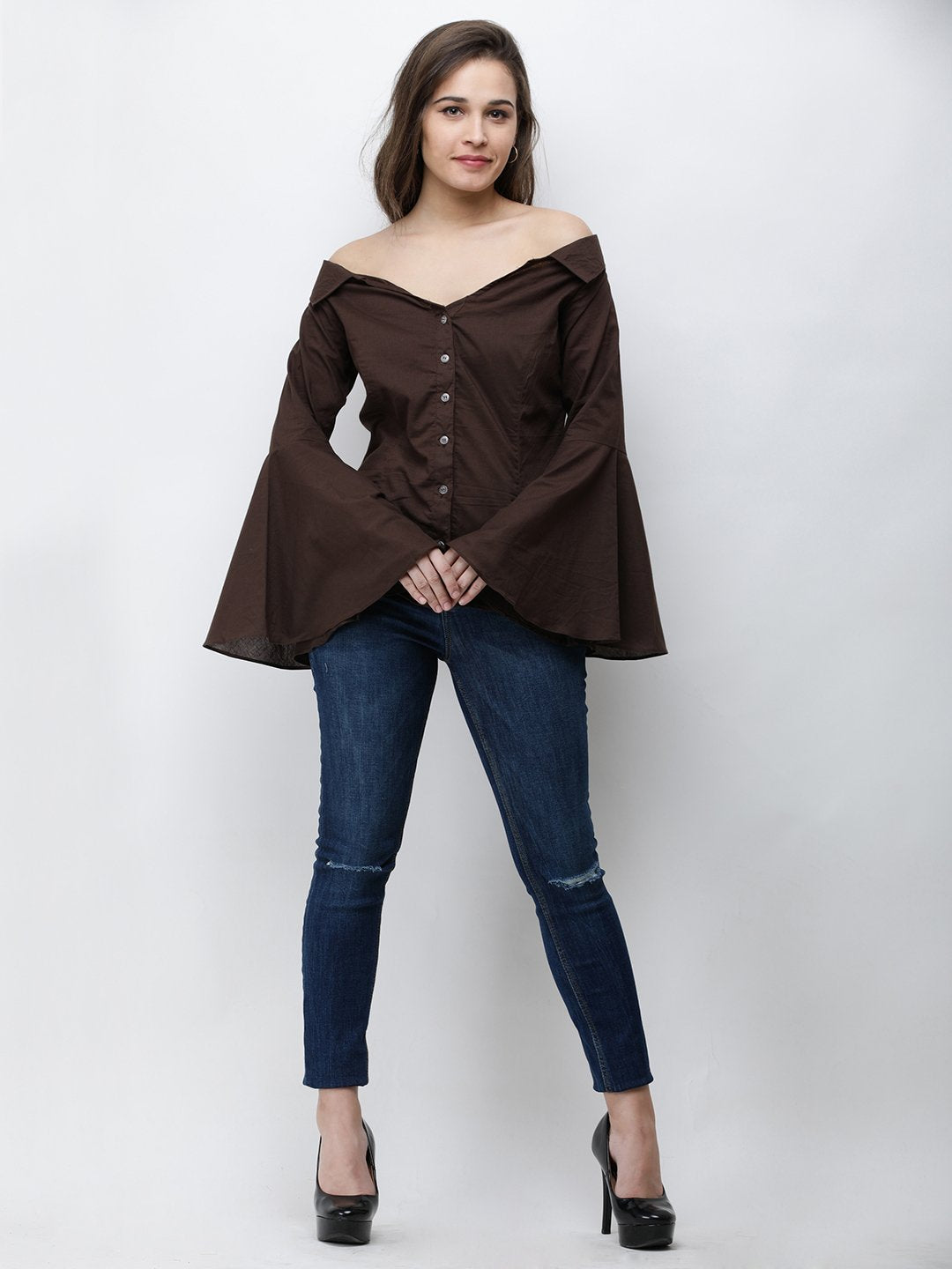 Cation Brown Solid Shirt