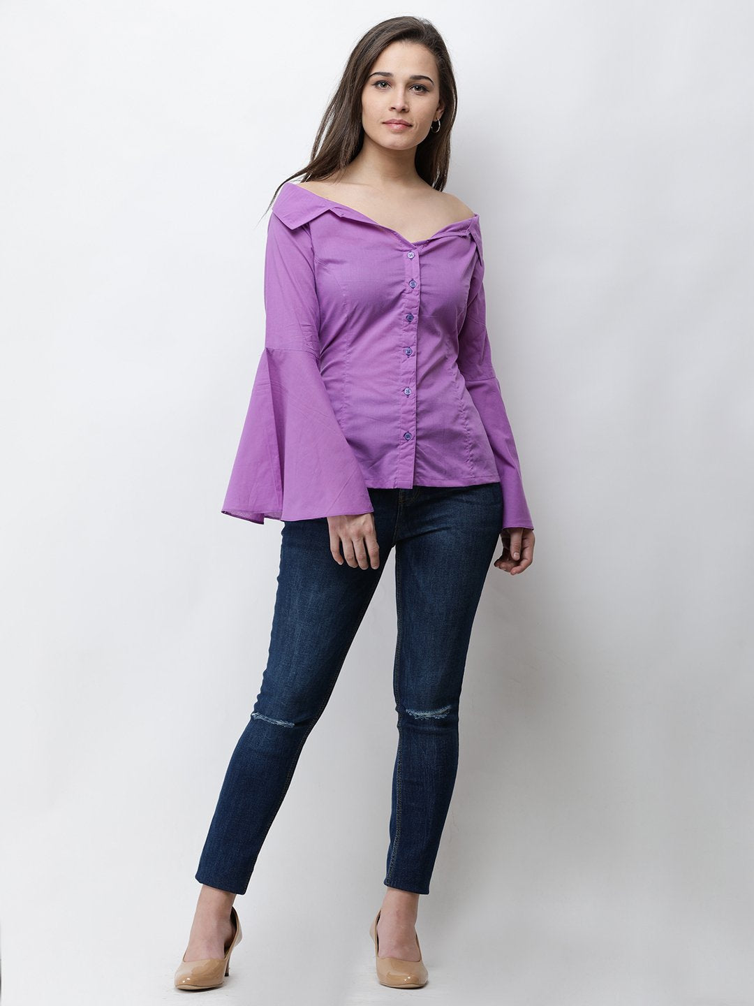 Cation Purple Solid Shirt