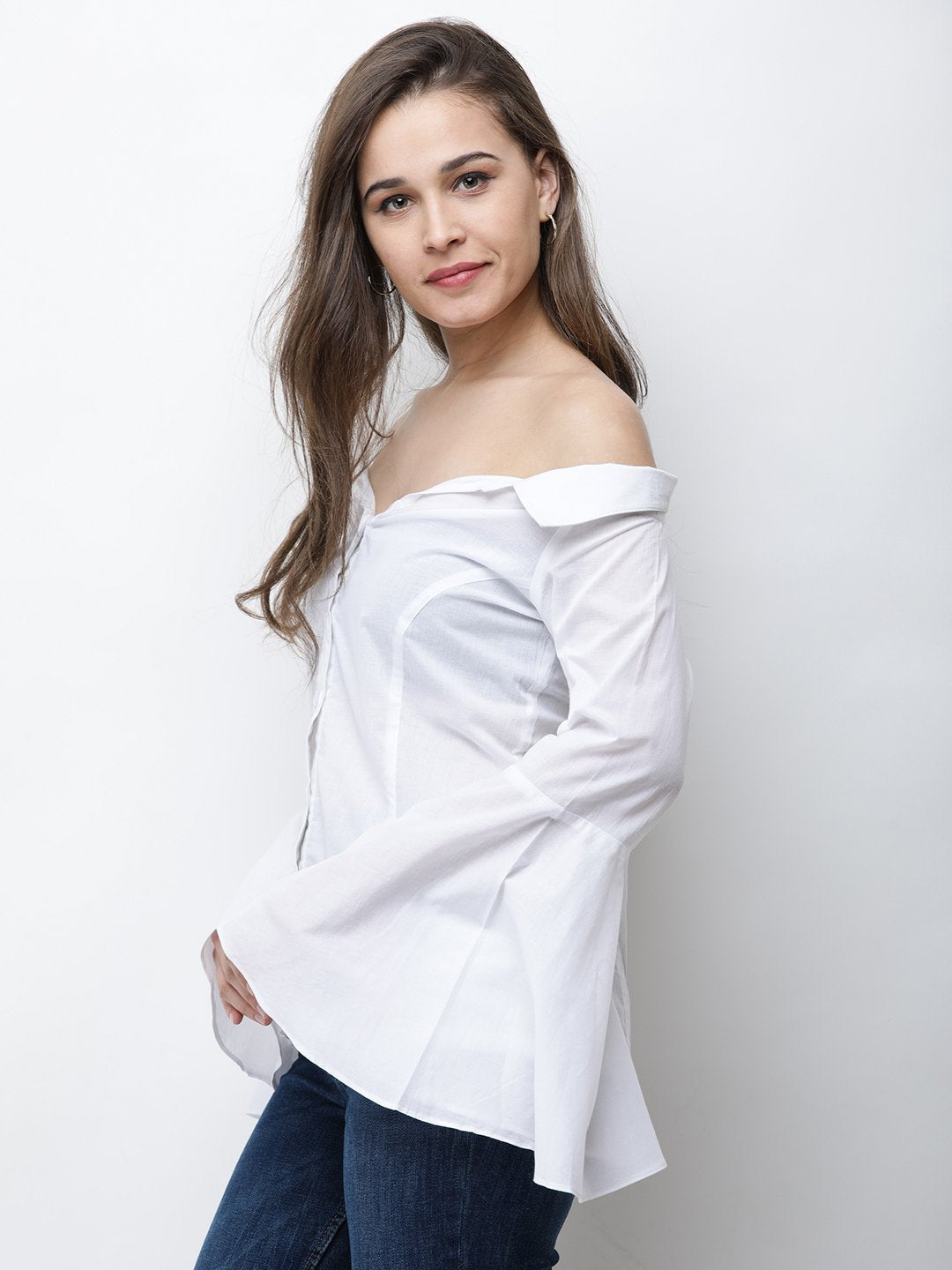 Cation White Solid Shirt