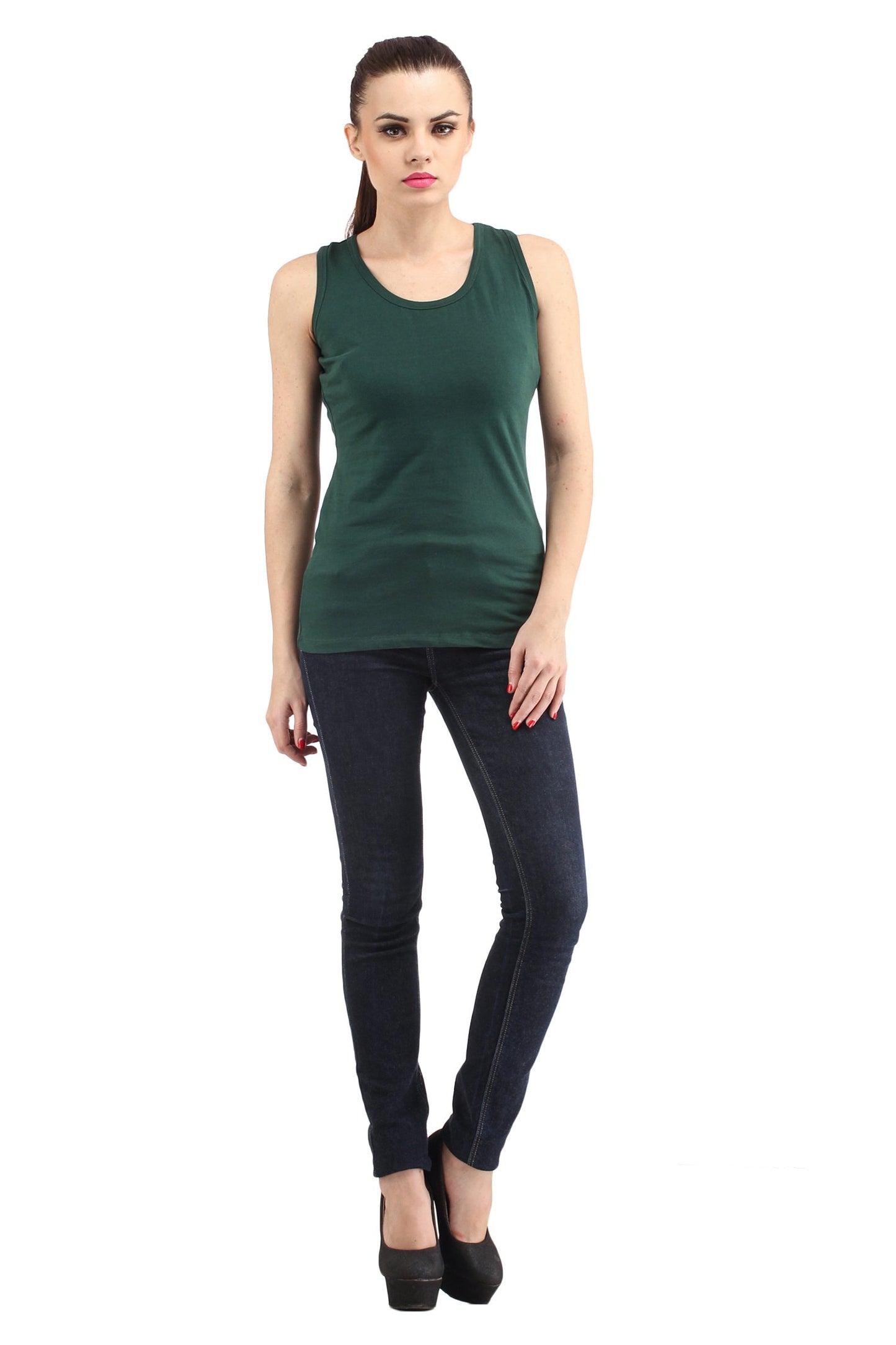 Sleeveless Dark Green Top
