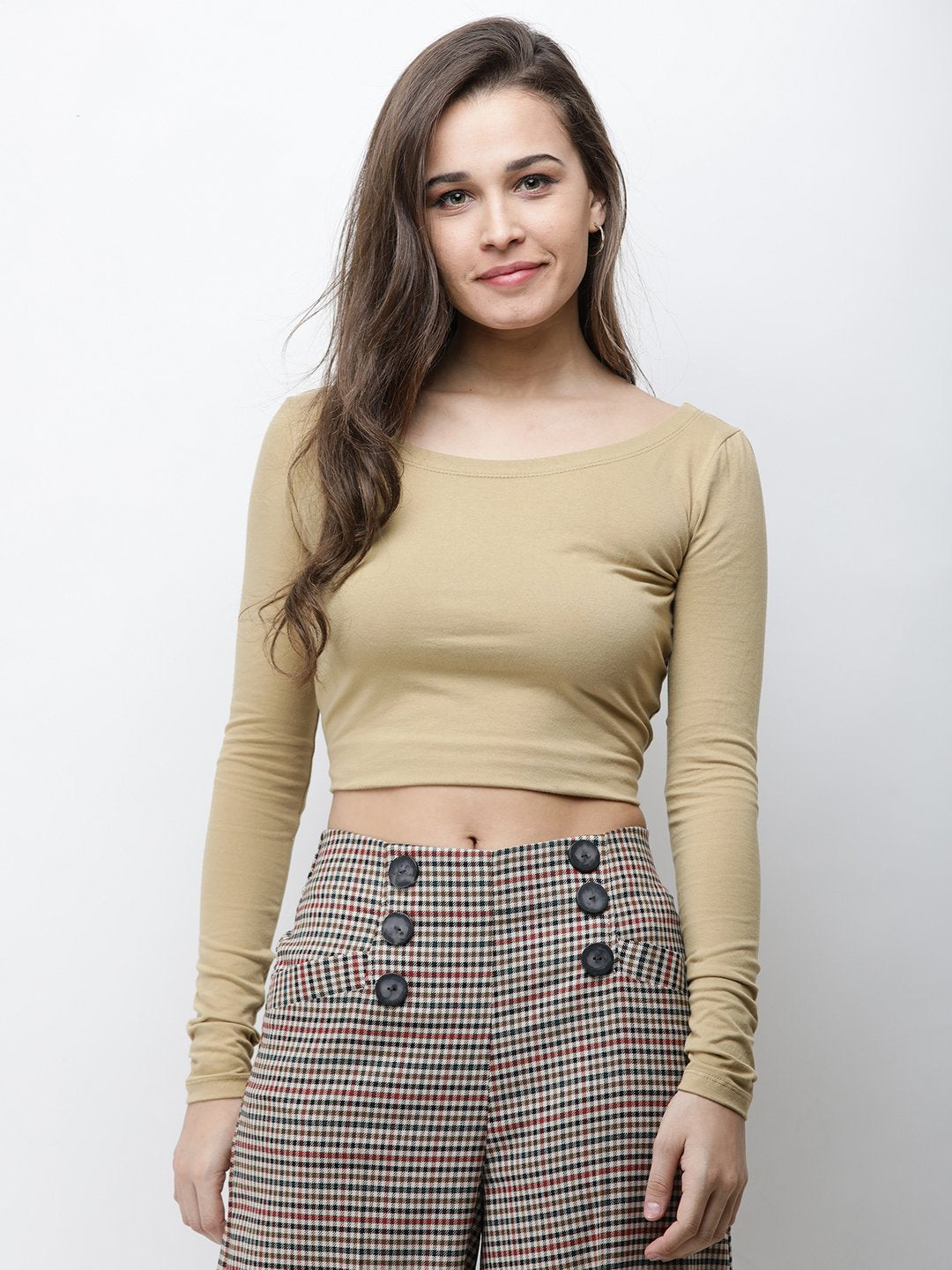 Golden solid crop top