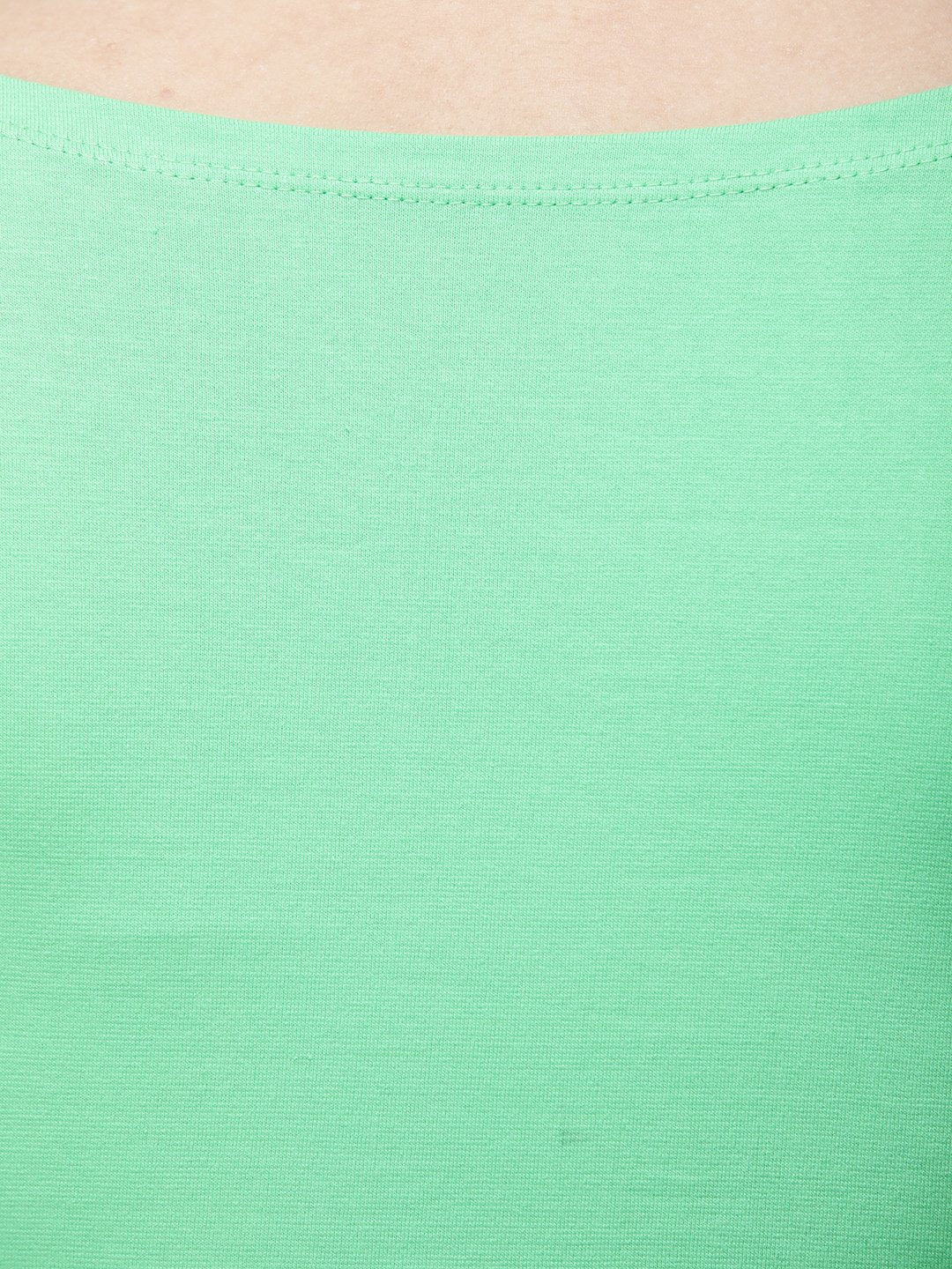 Green solid crop top