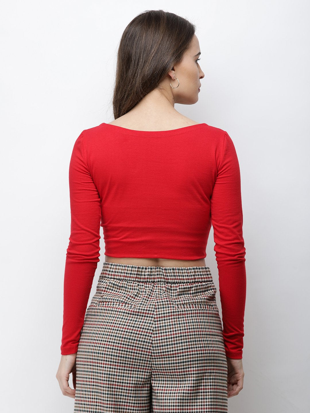 Red solid crop top