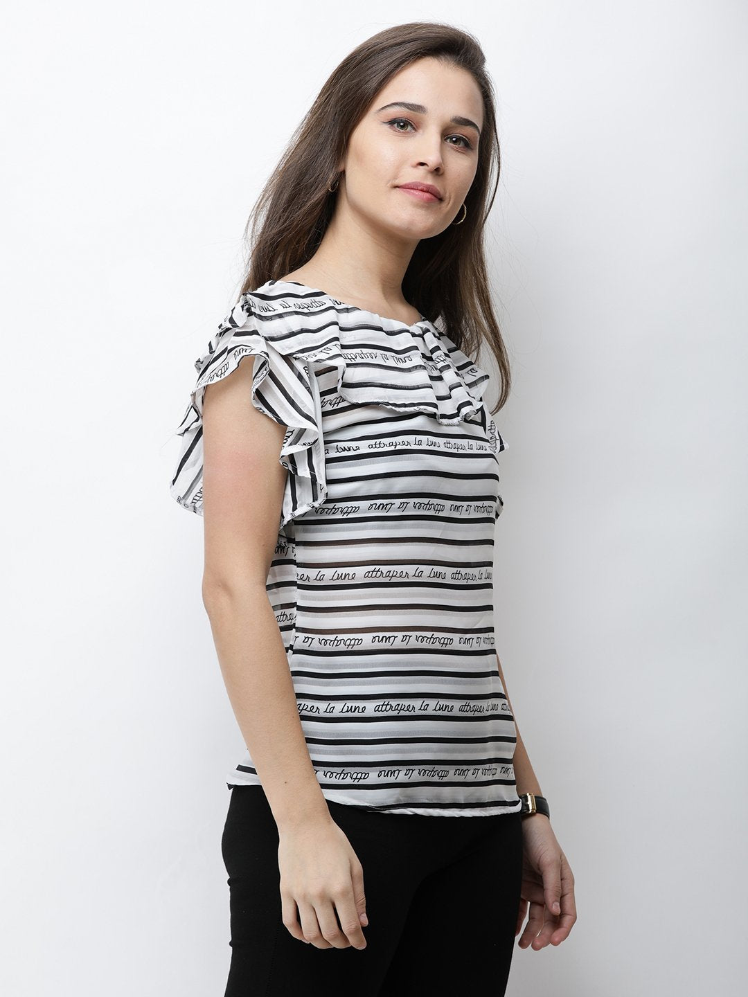 White Printed Top