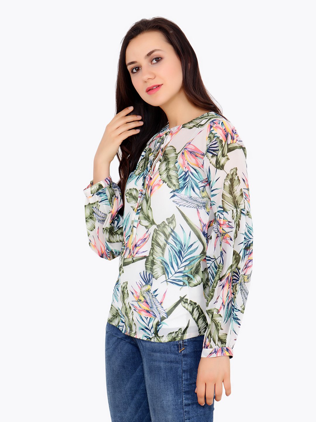 White Printed Top