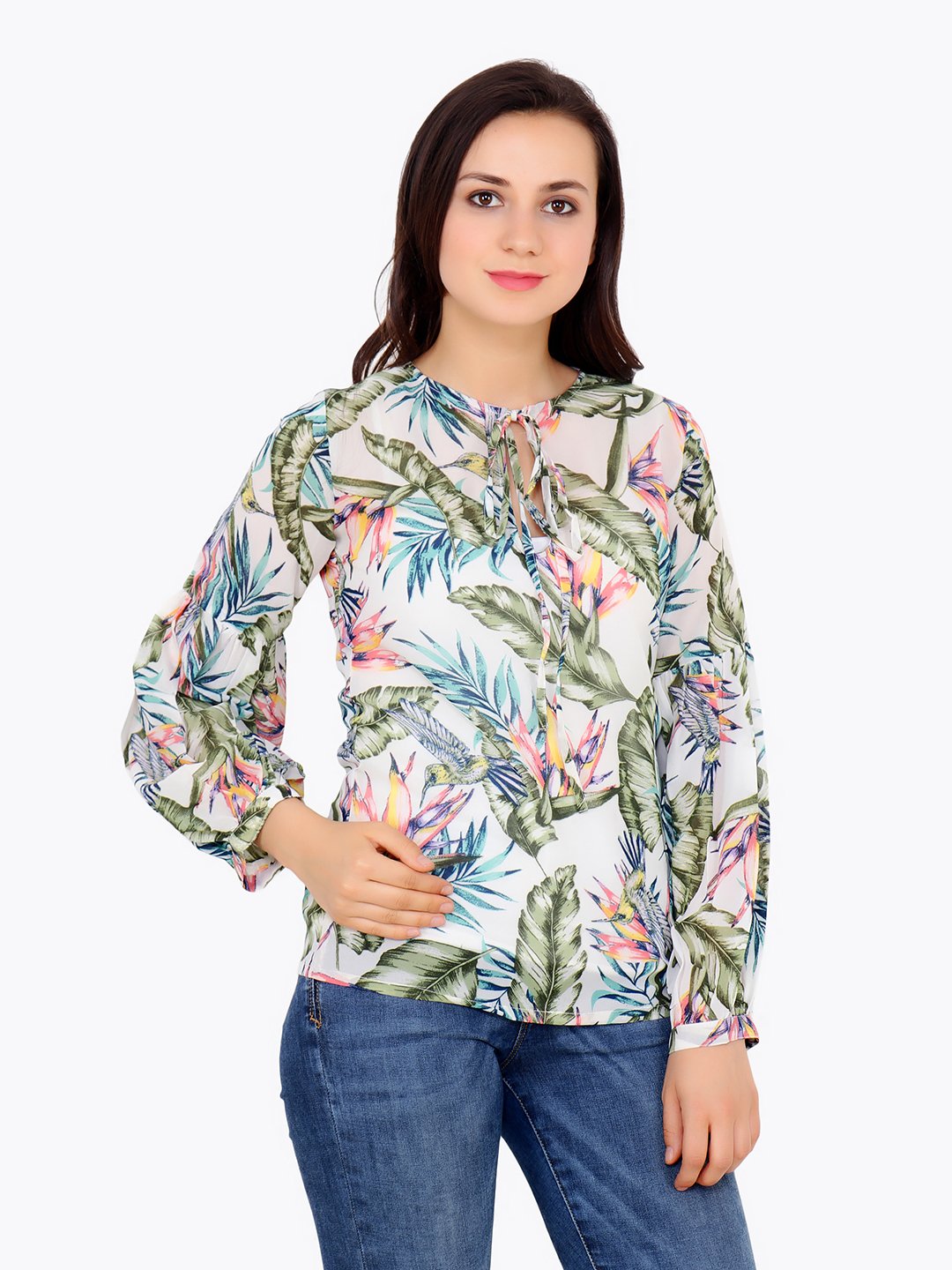White Printed Top