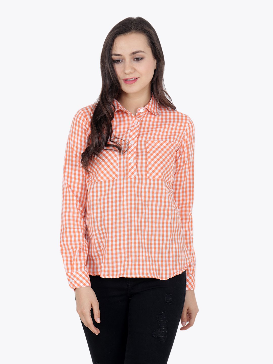 Orange Check Top