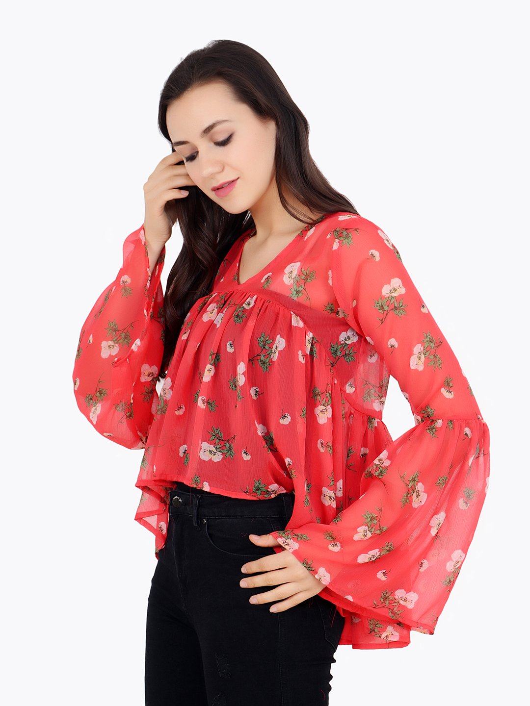 Orange Printed Top