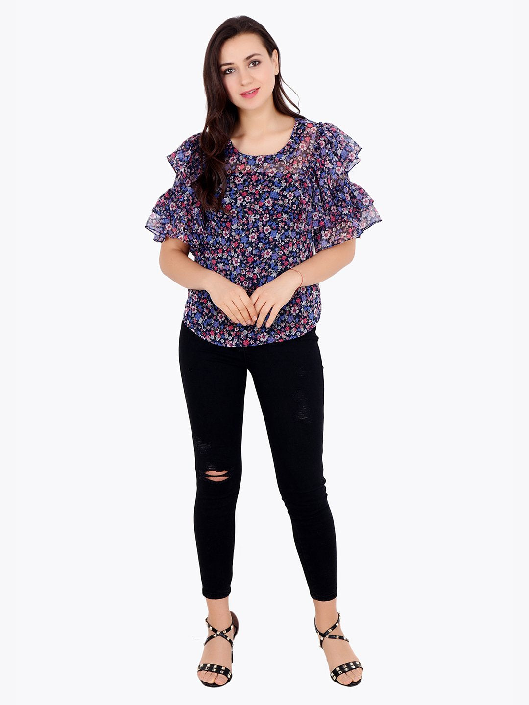 Blue Printed Top